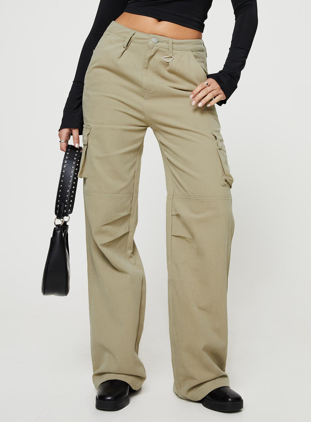 Paige Mid Rise Cargo Jean Sage