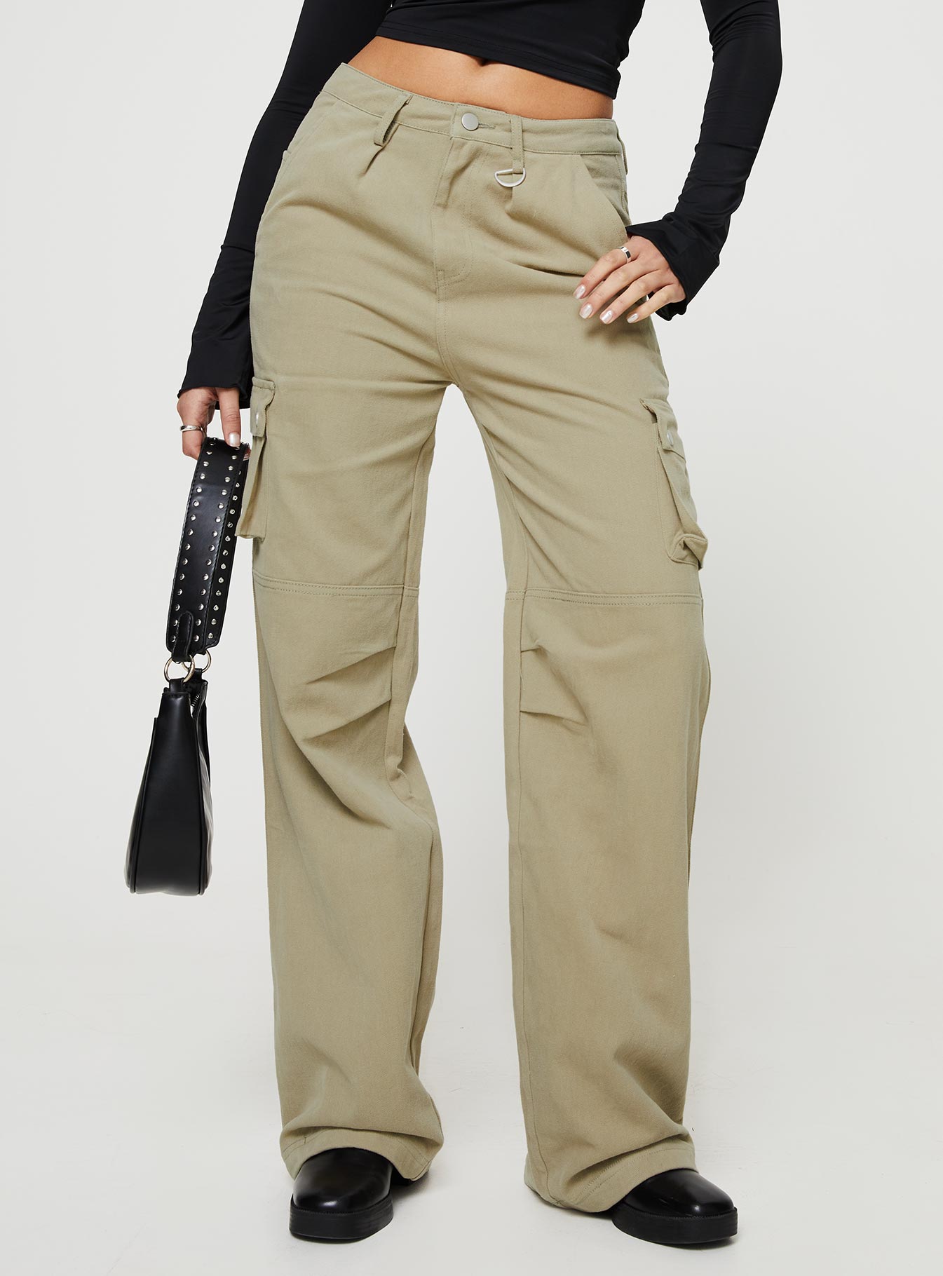 Paige Mid Rise Cargo Jean Sage