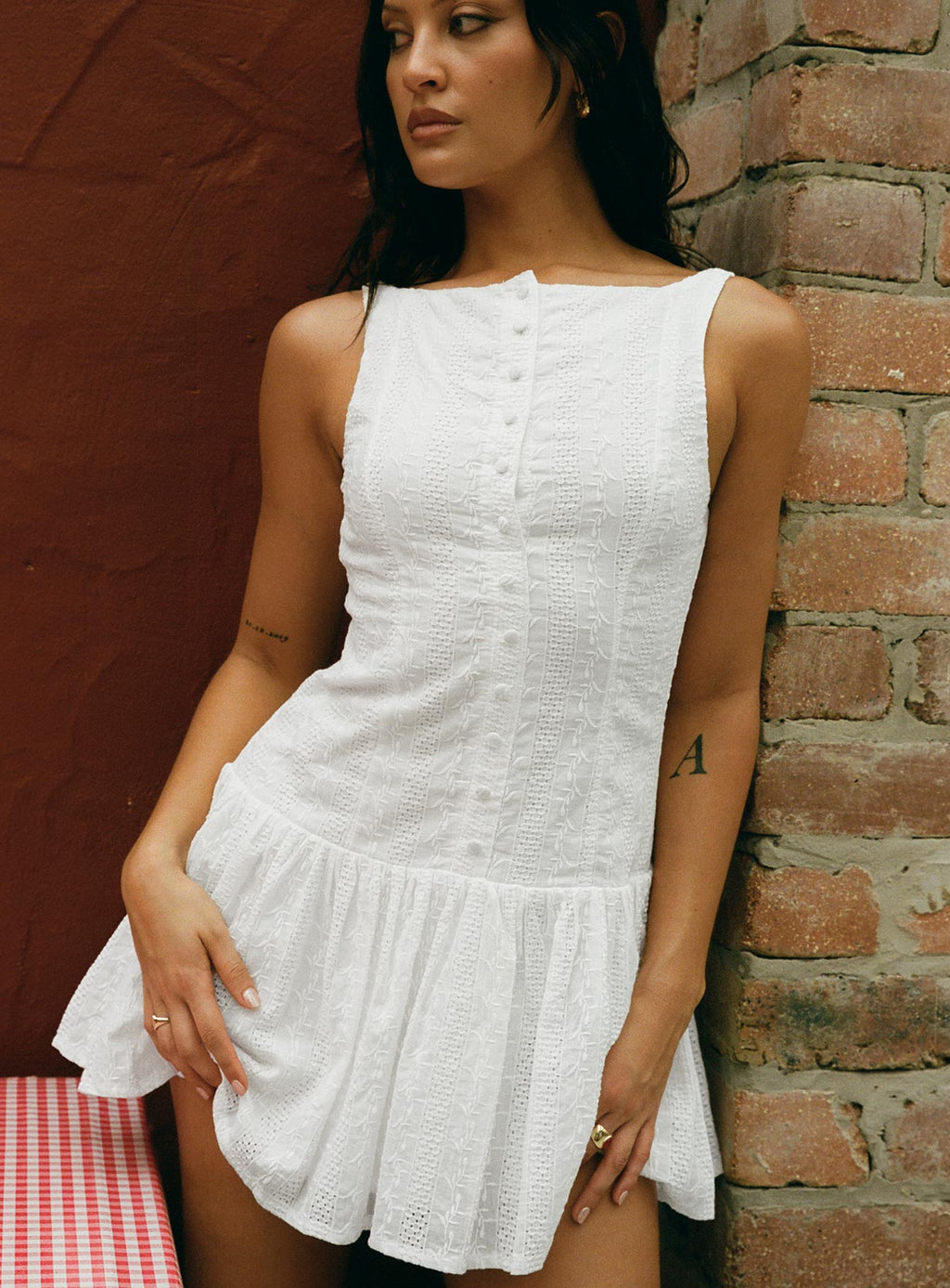 Sweeter Places Embroidered Mini Dress White Petite