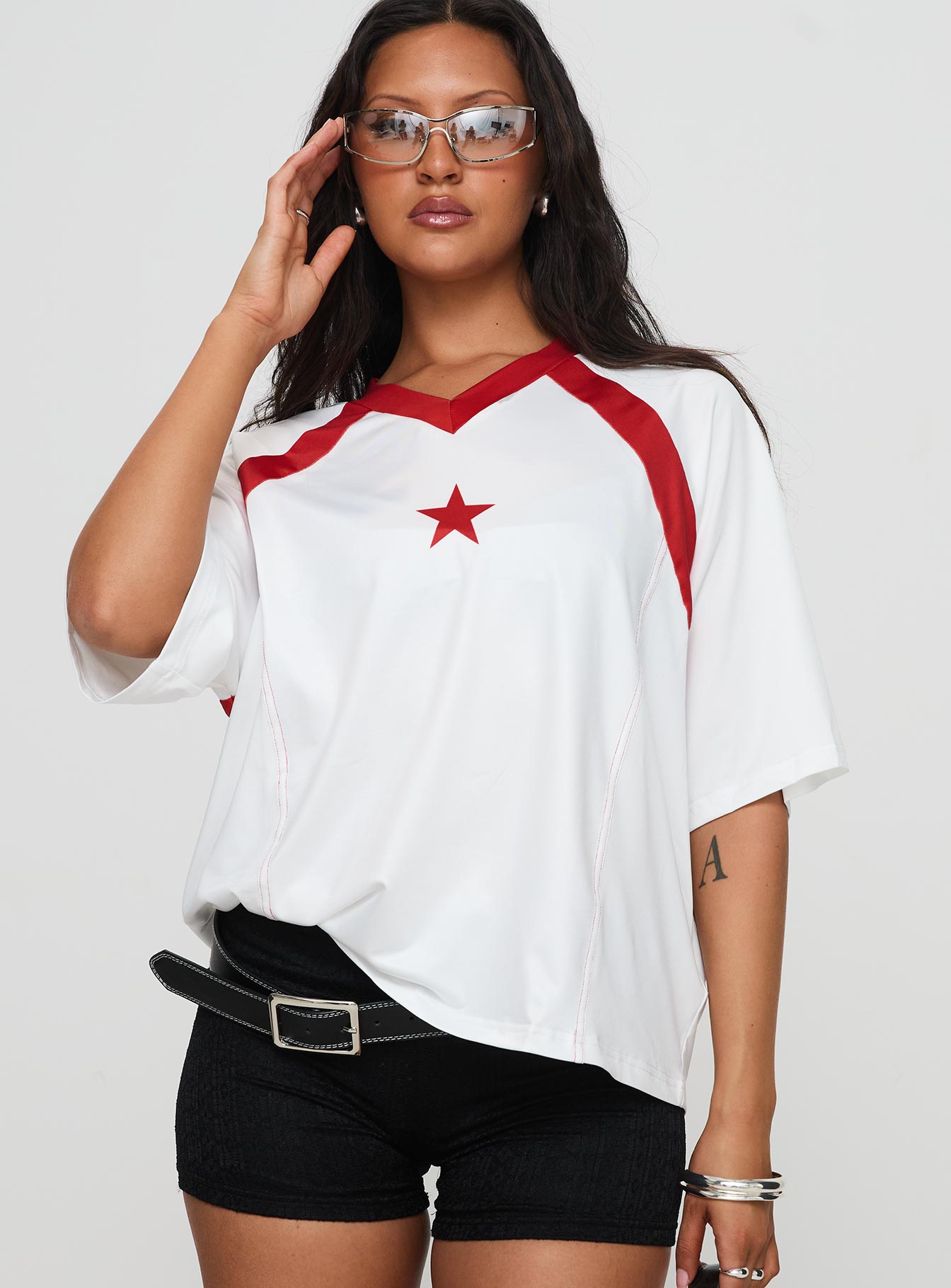 One Star Top White / Red