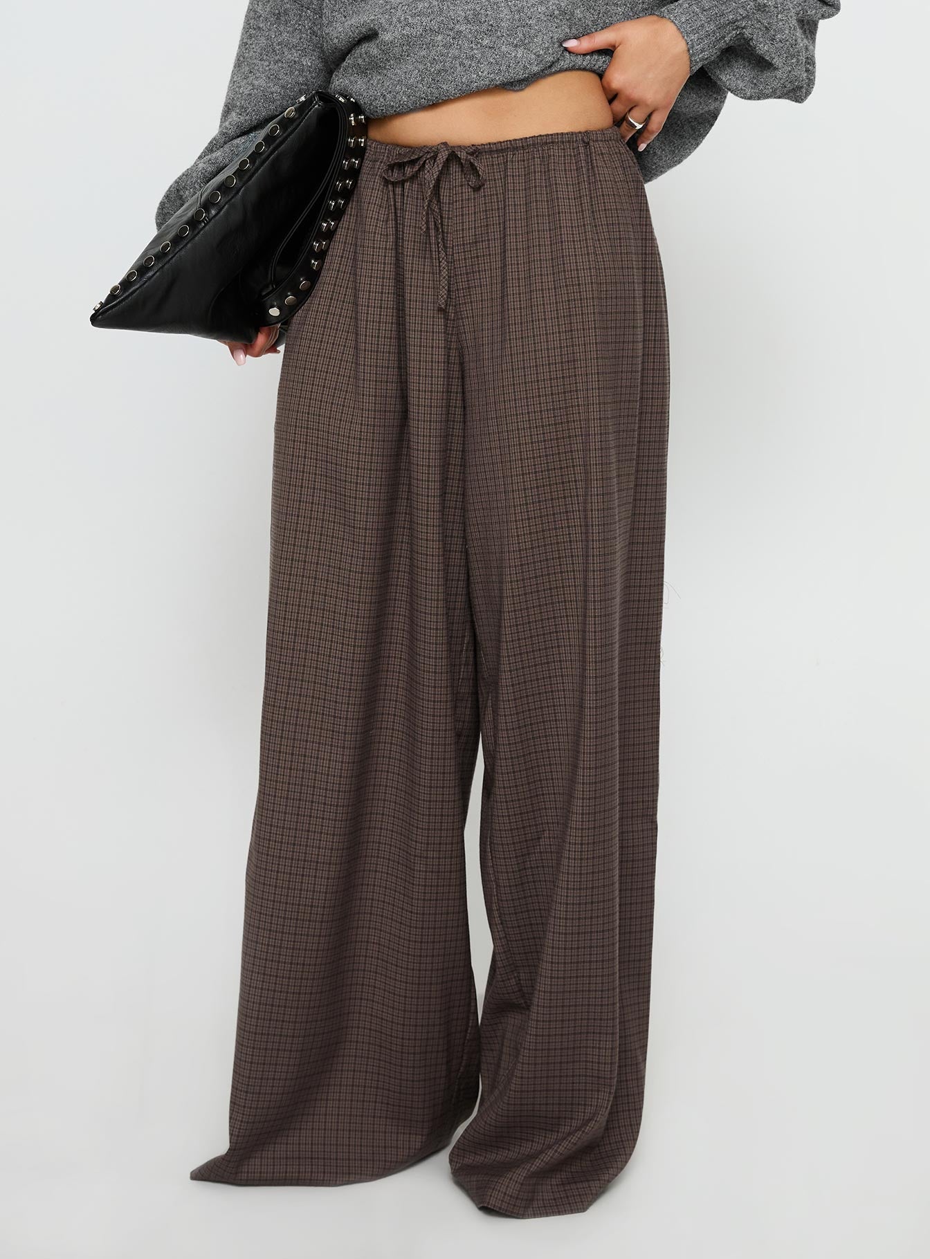 Bungala Oversized Relaxed Pant Brown Check