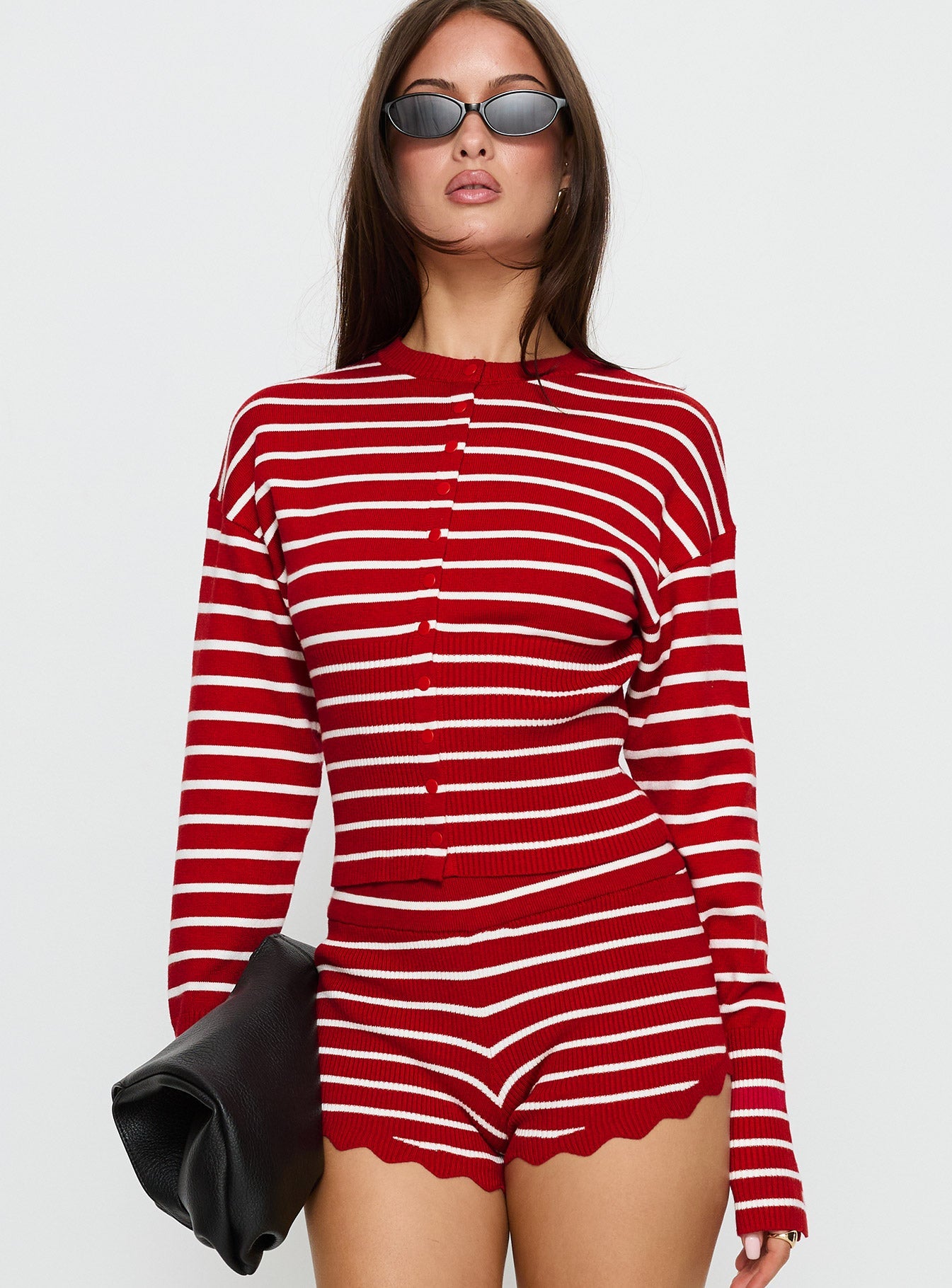 Head In The Clouds Cardigan Crimson Stripe