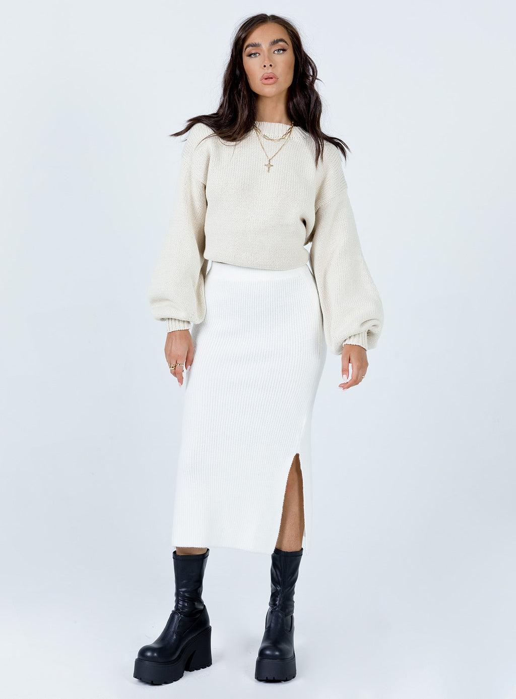 Zanna Midi Skirt White