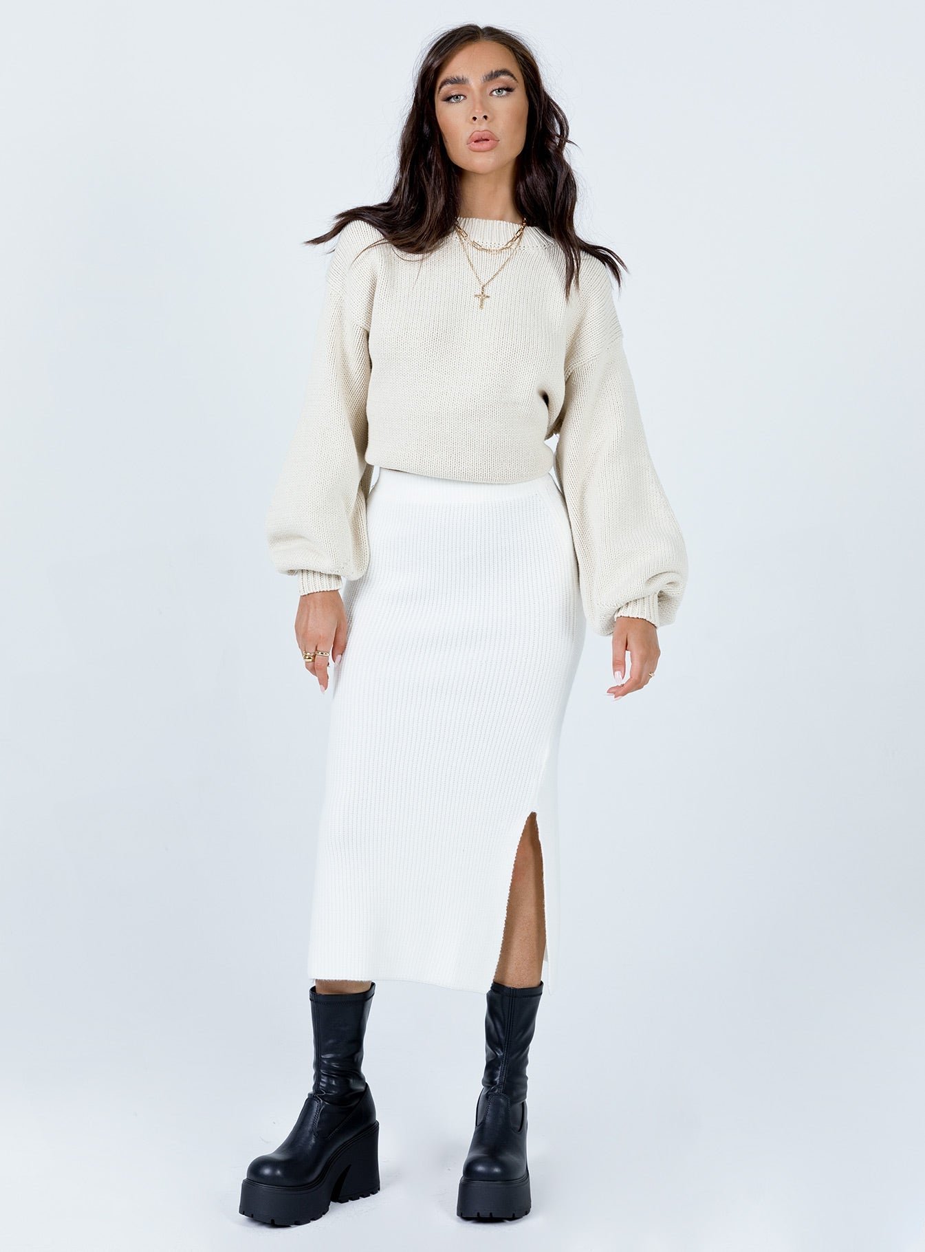 Zanna Midi Skirt White