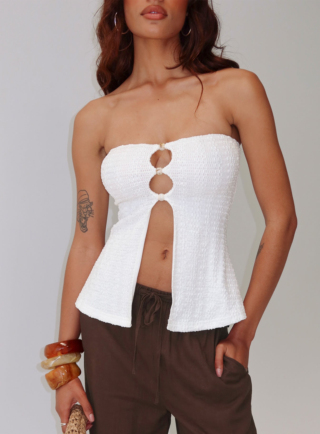 Lost Souls Strapless Cut Out Top White
