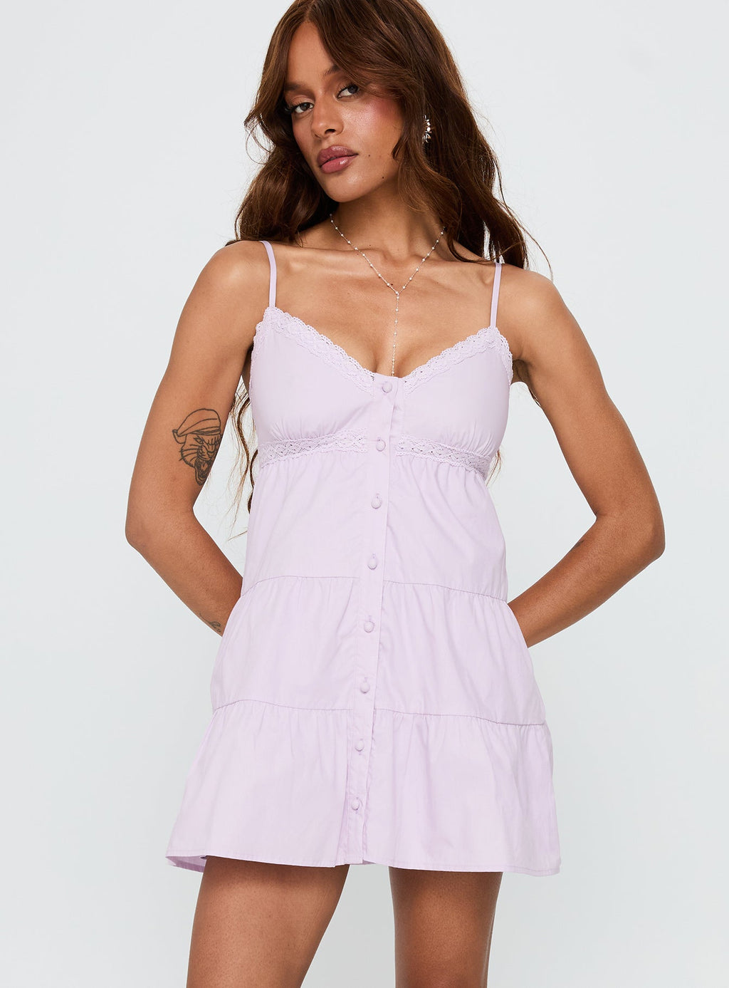 Tylie Tiered Mini Dress Lilac
