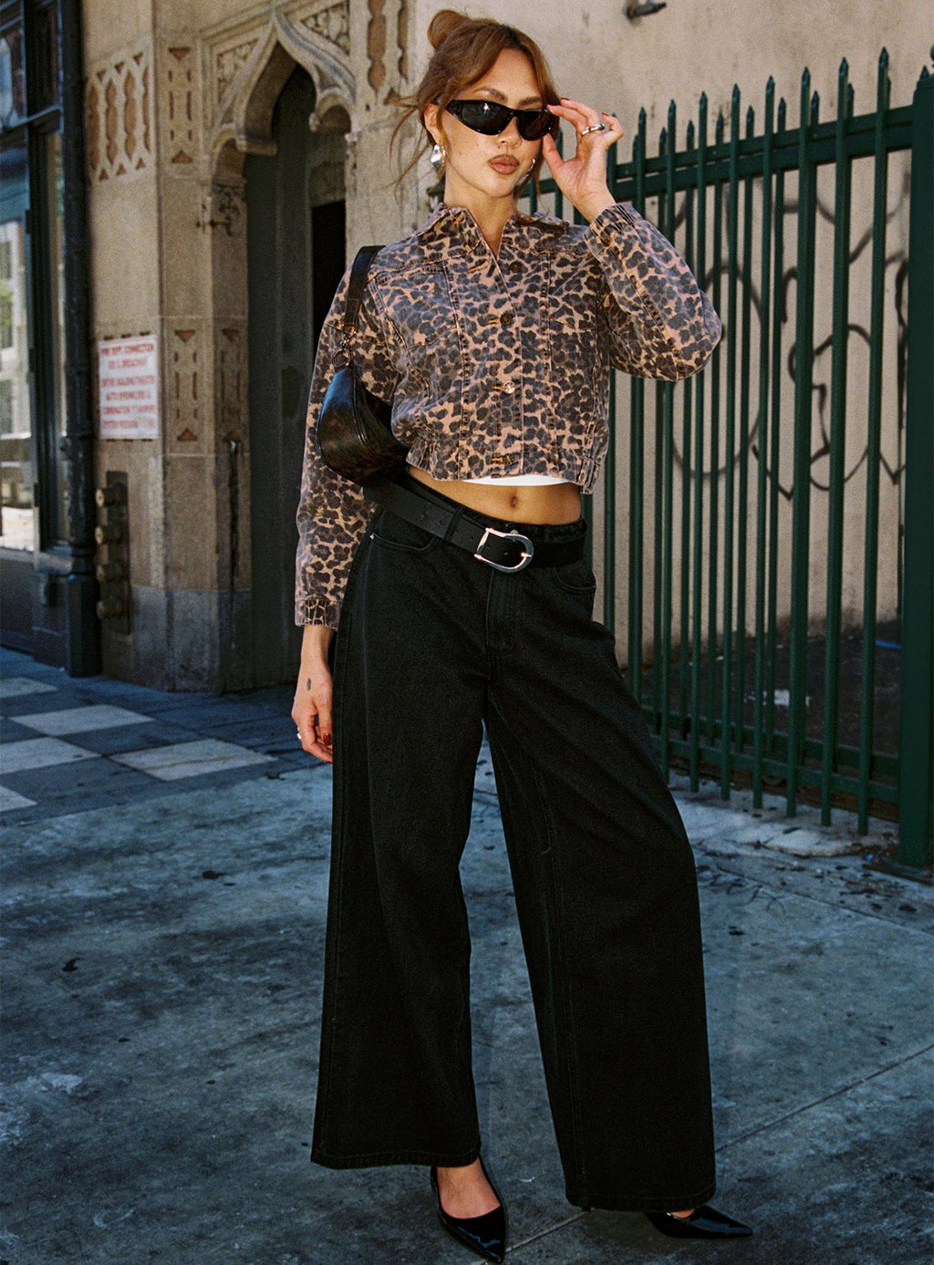 Naylor Mid Rise Wide Leg Jeans Washed Black Tall