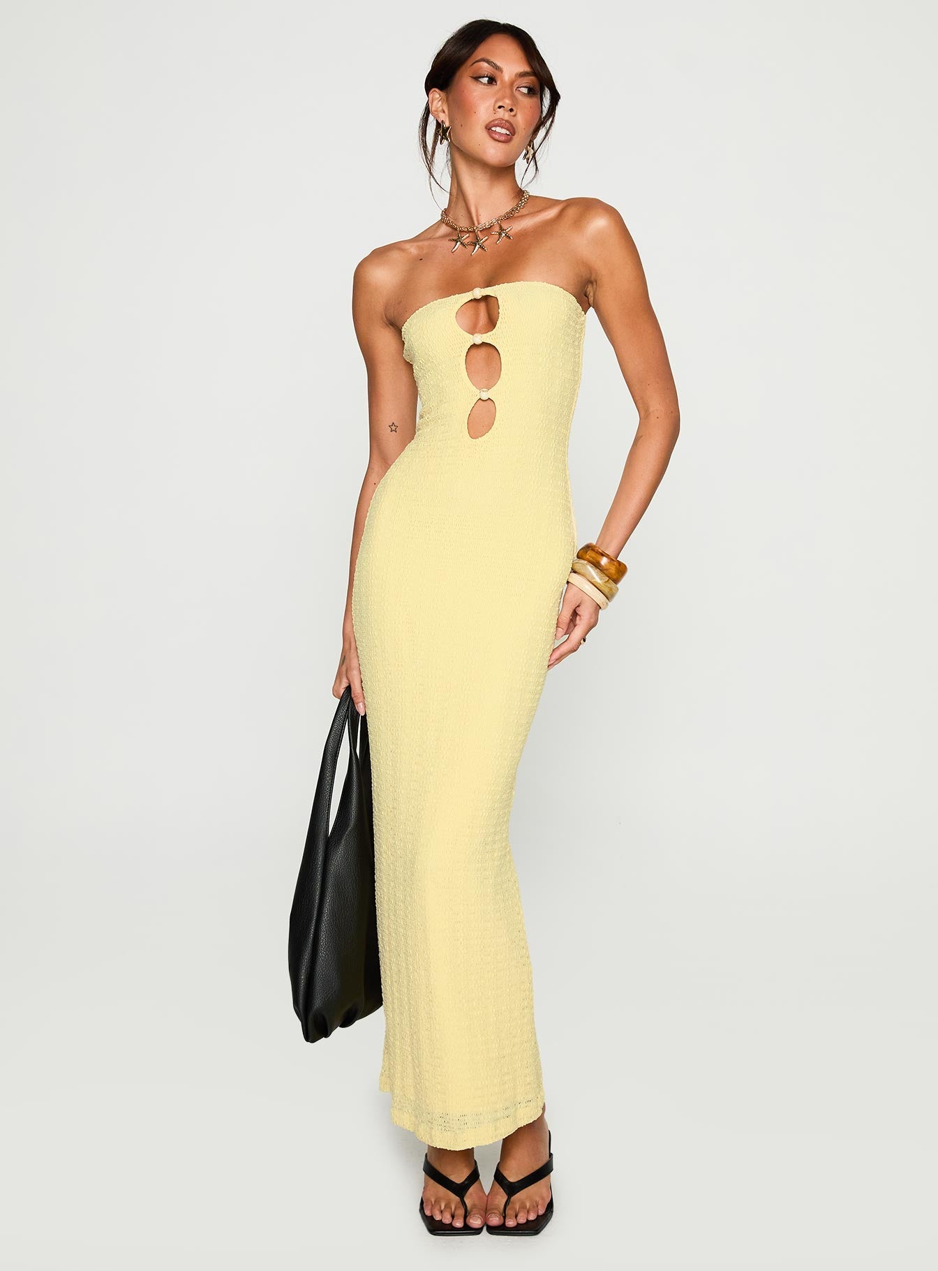 Saijana Strapless Maxi Dress Lemon