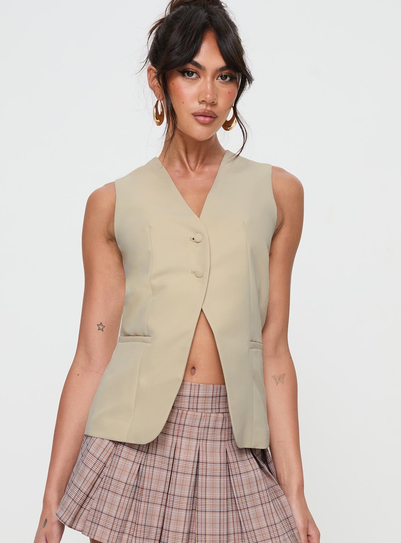 Dovesie Vest Top Beige