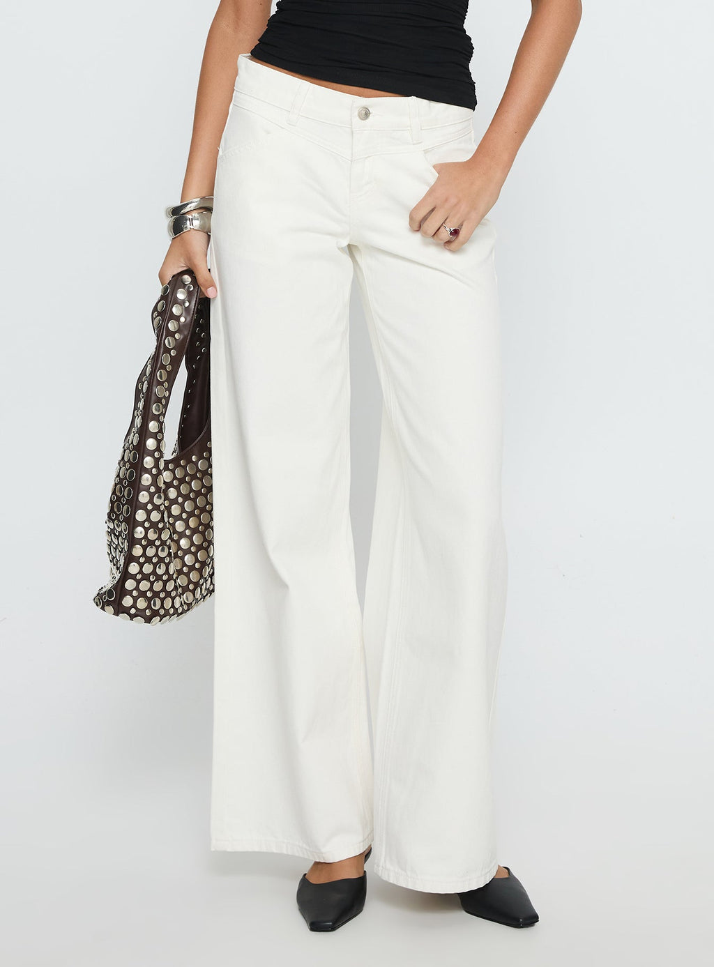 Catiana Low Rise Wide Leg Jeans White