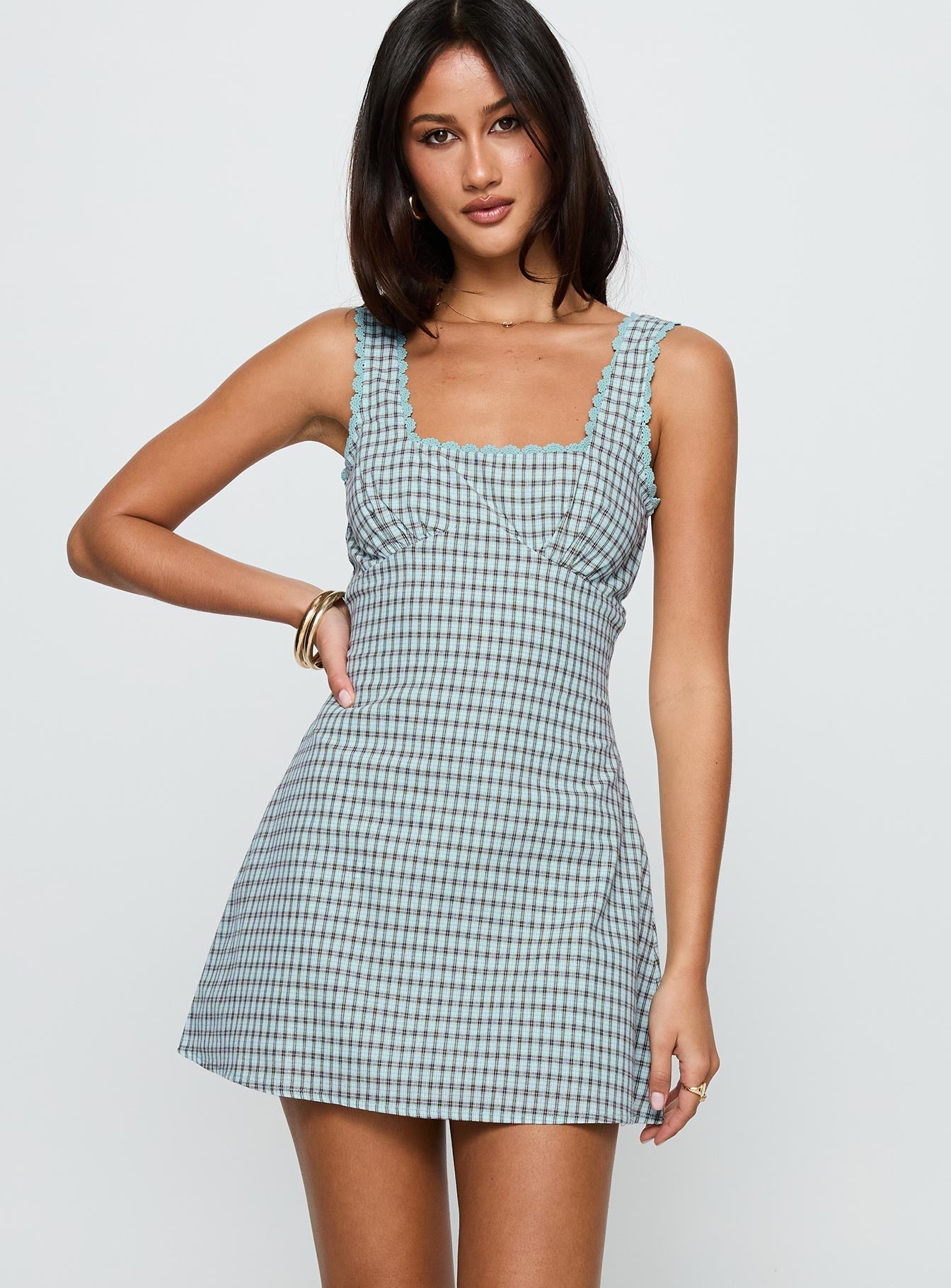 Dasha Mini Dress Blue / Brown Check