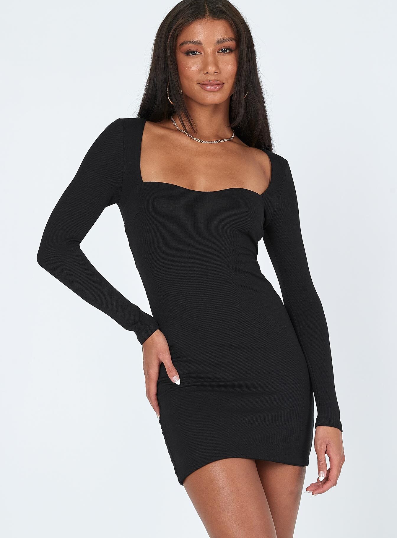 Nolan Long Sleeve Mini Dress Black