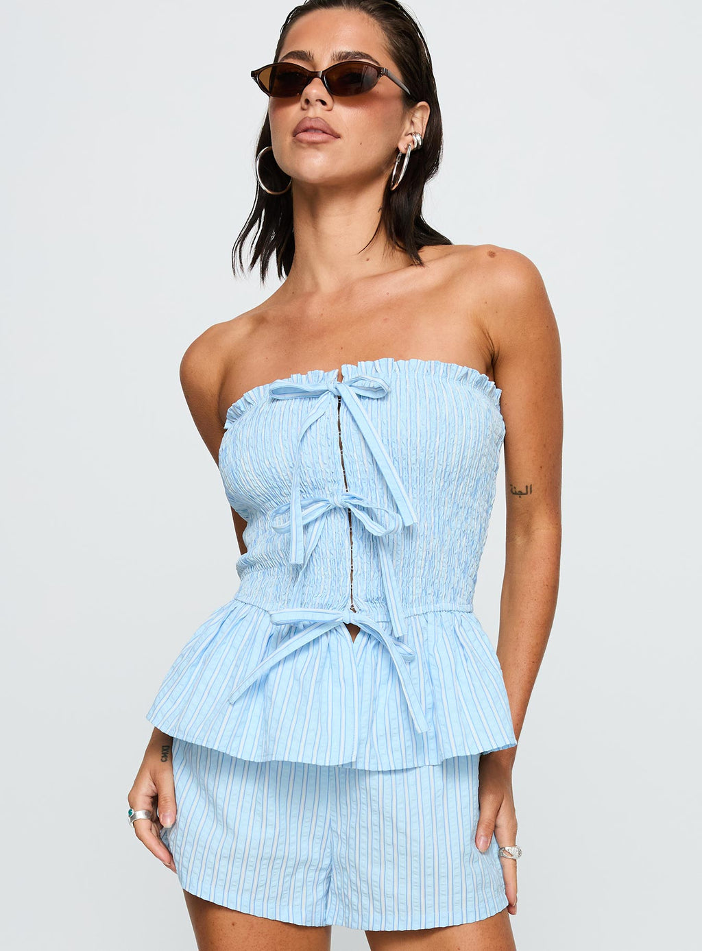 Saskea Strapless Top Blue