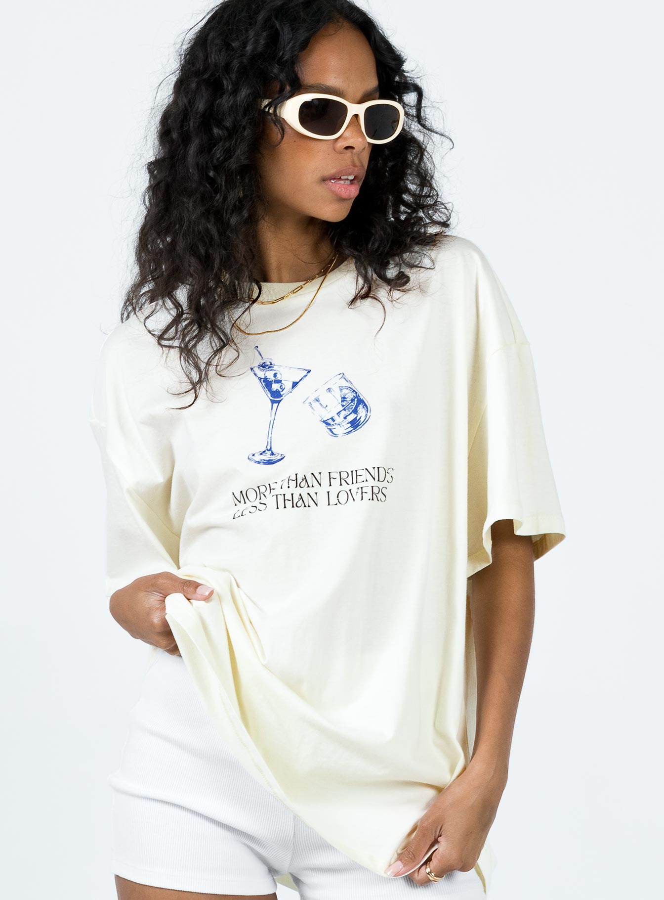 More Than Friends Oversized Tee Off White