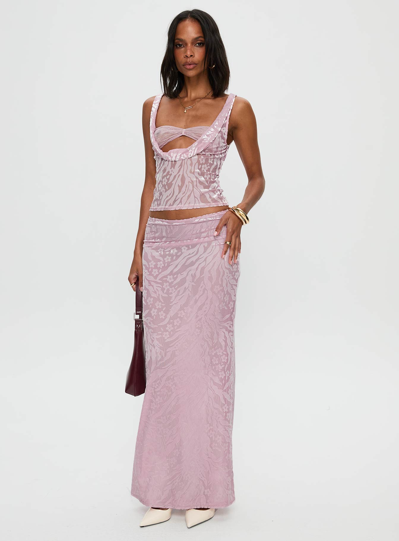 Kalei Maxi Skirt Pink Floral
