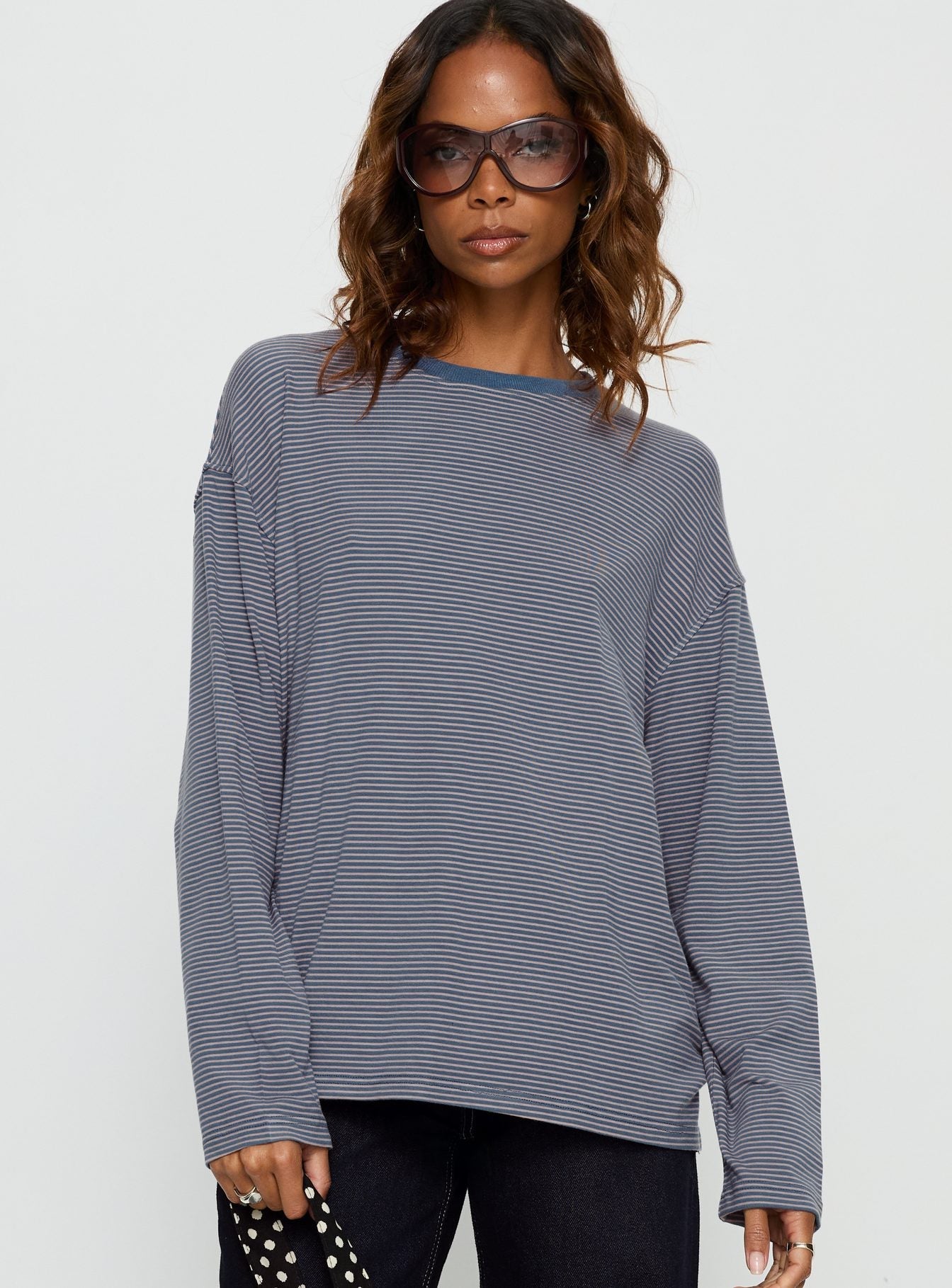 Avriana Long Sleeve Top Blue Stripe
