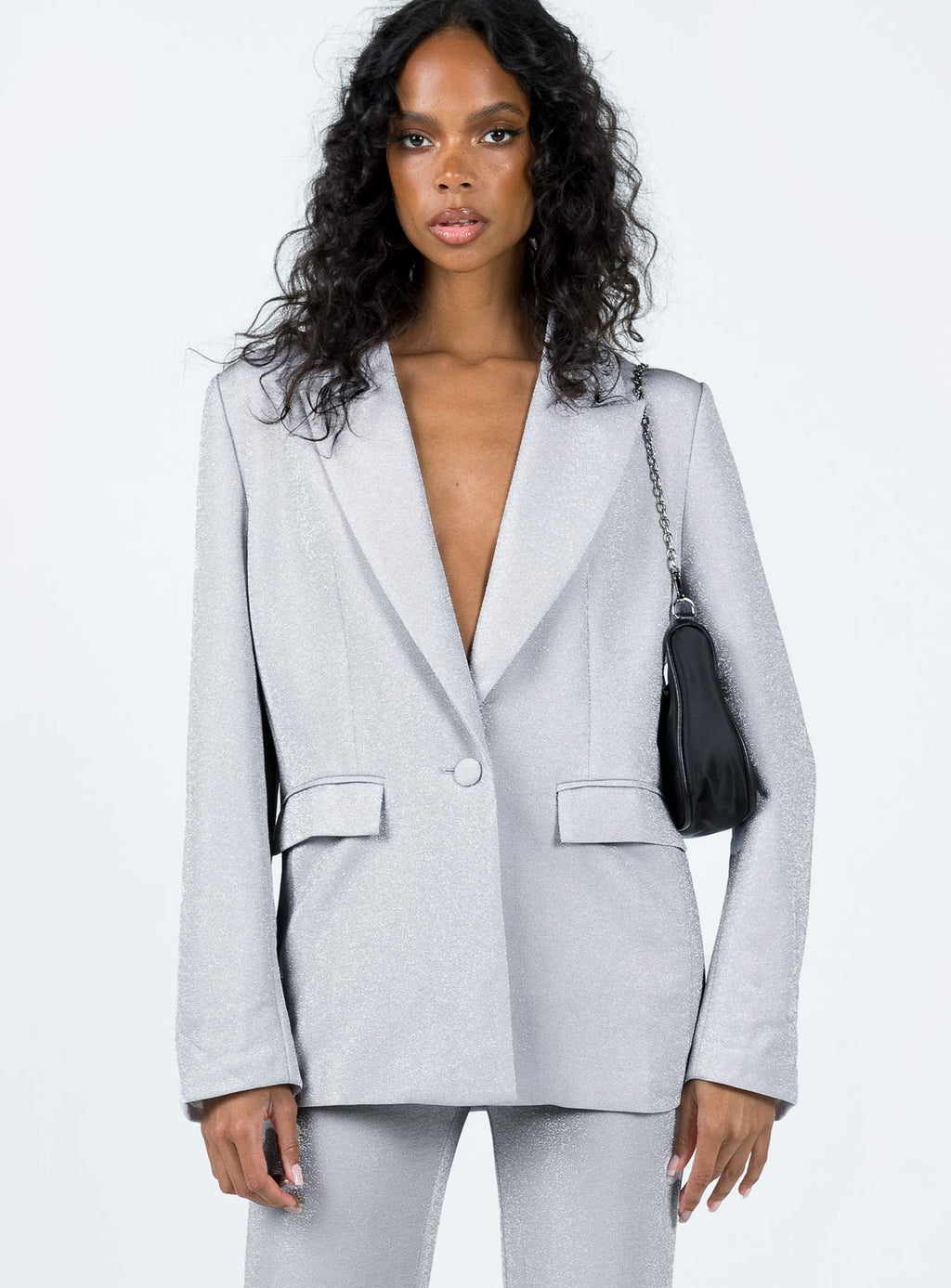 Croft Blazer Jacket Silver Glitter