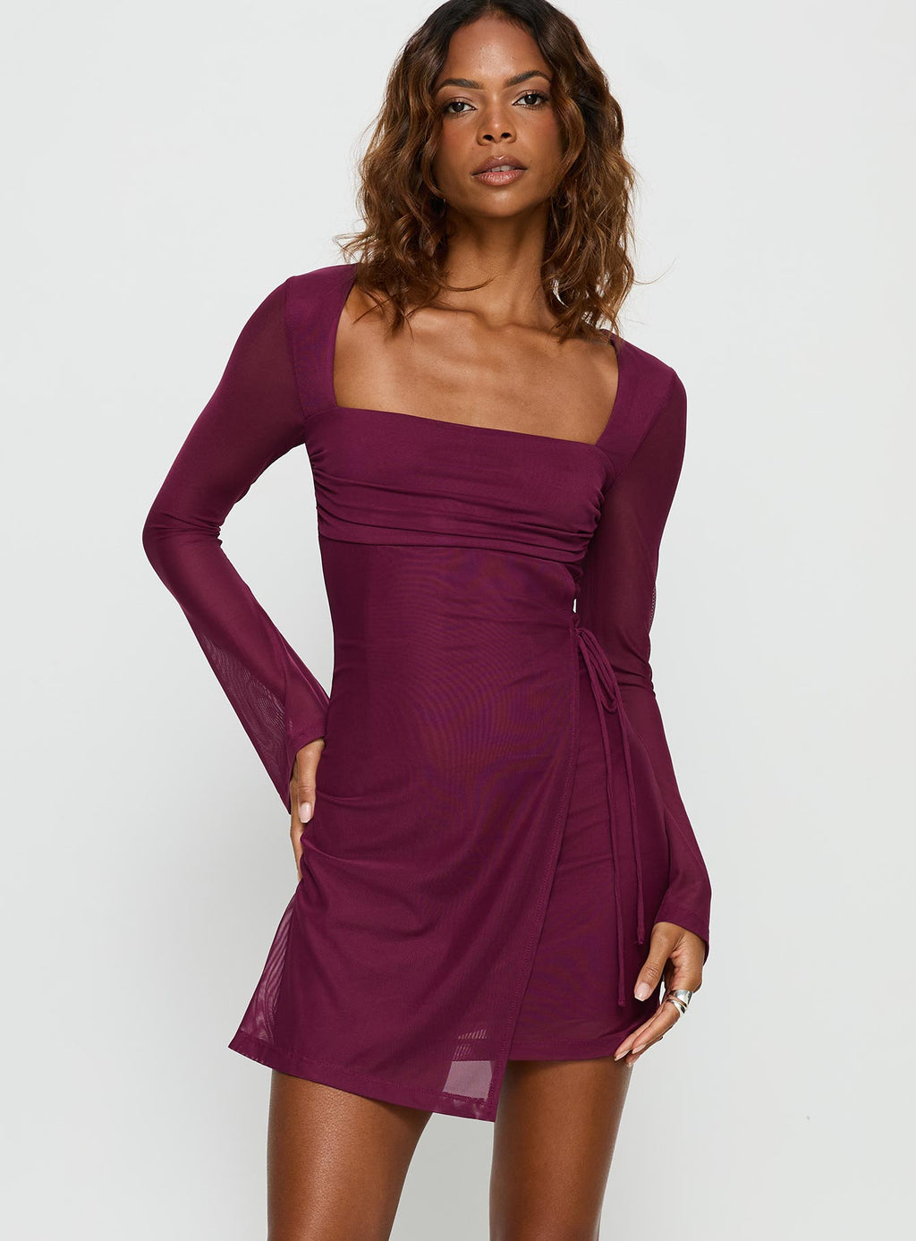 Martinez Long Sleeve Mini Dress Plum