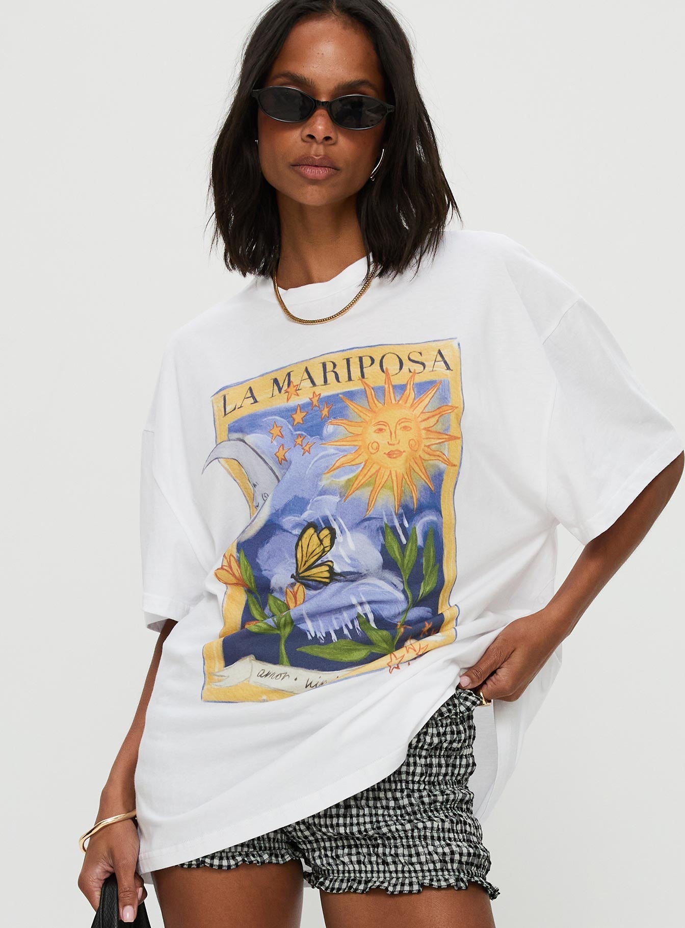 Tarot Card Oversized Graphic Top White / Multi