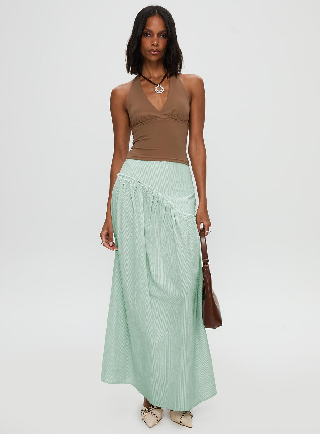 Yasemine Maxi Skirt Green / White