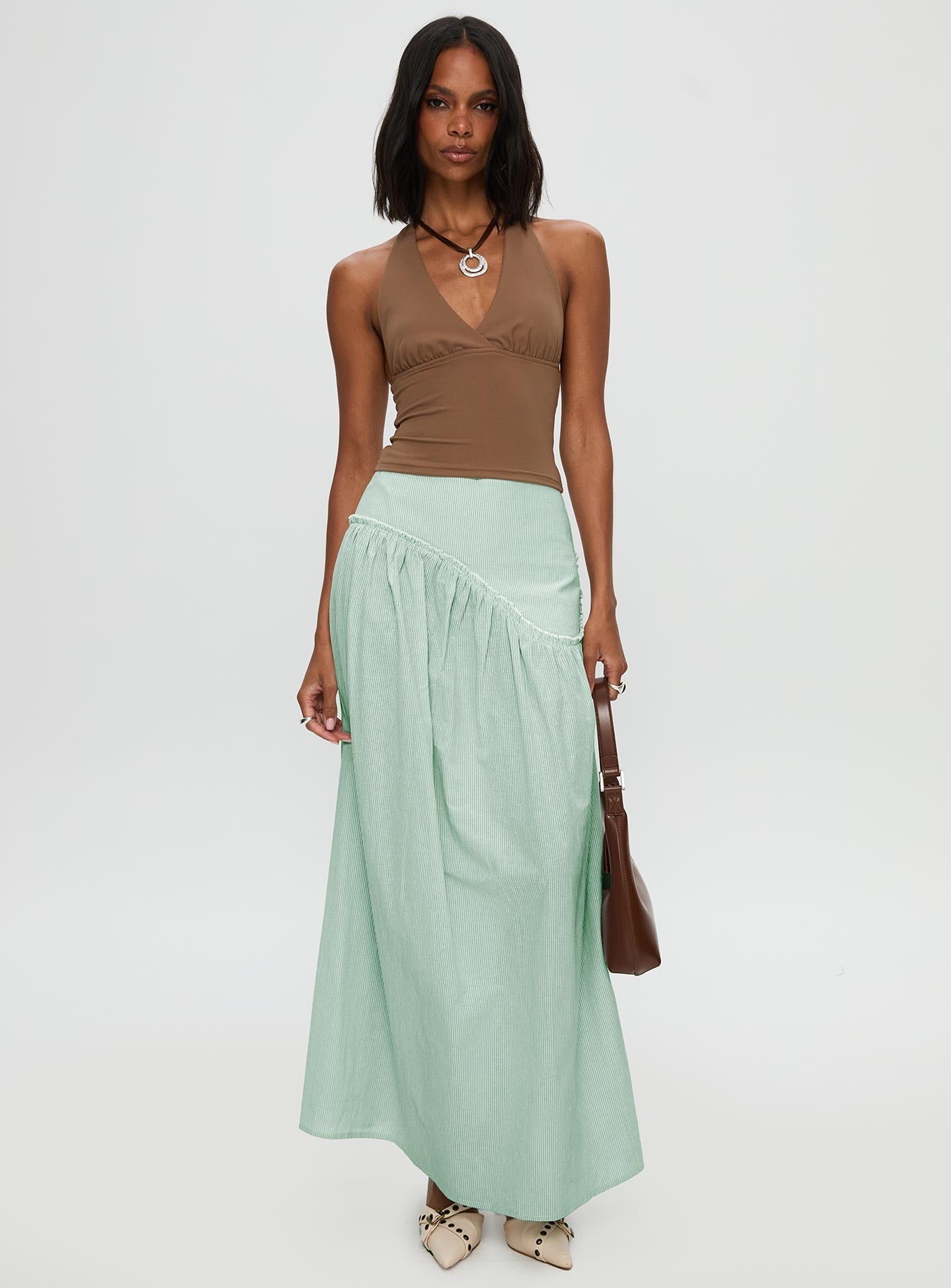 Yasemine Maxi Skirt Green / White