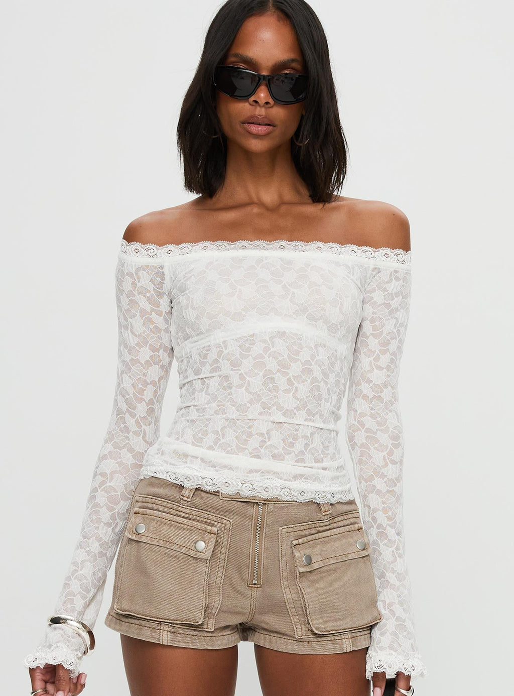 Mochapella Off The Shoulder Top White