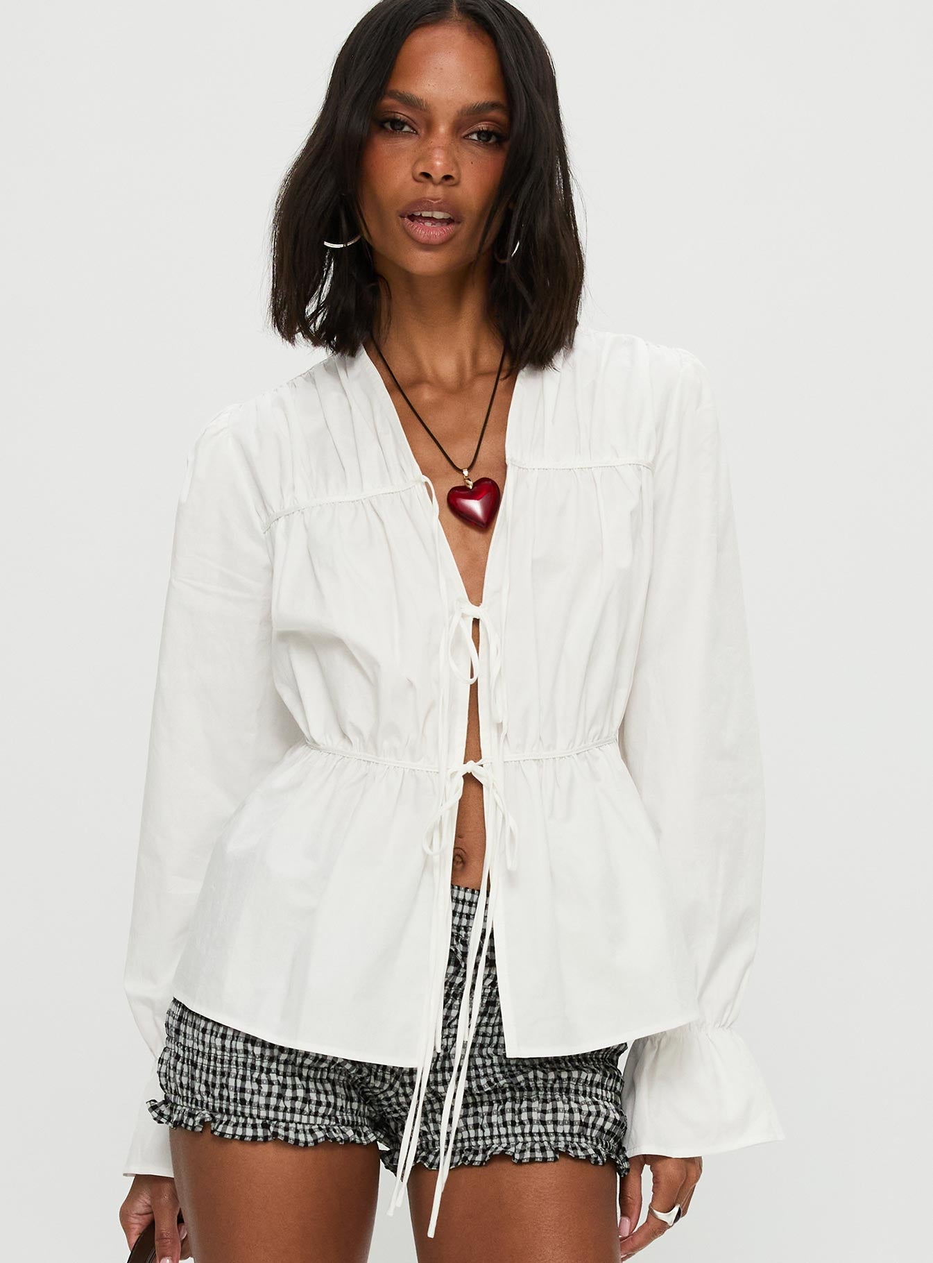 Scarlotte Bow Tie Top White