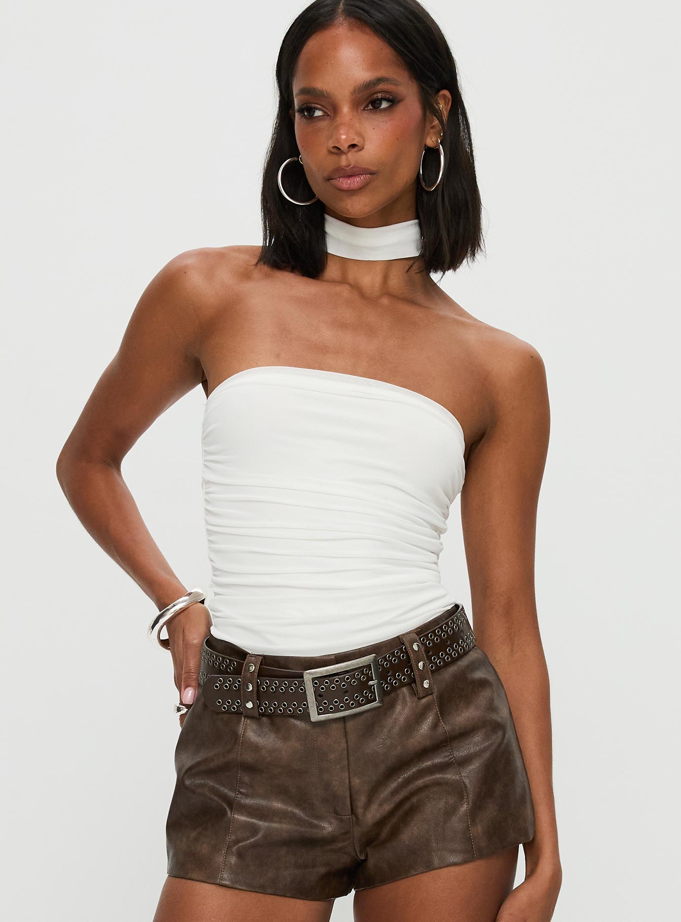 Sorelle Scarf Bodysuit White