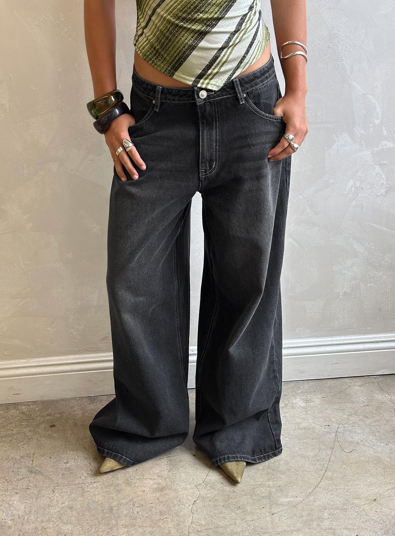 Naylor Wide Leg Jeans Grey Wash