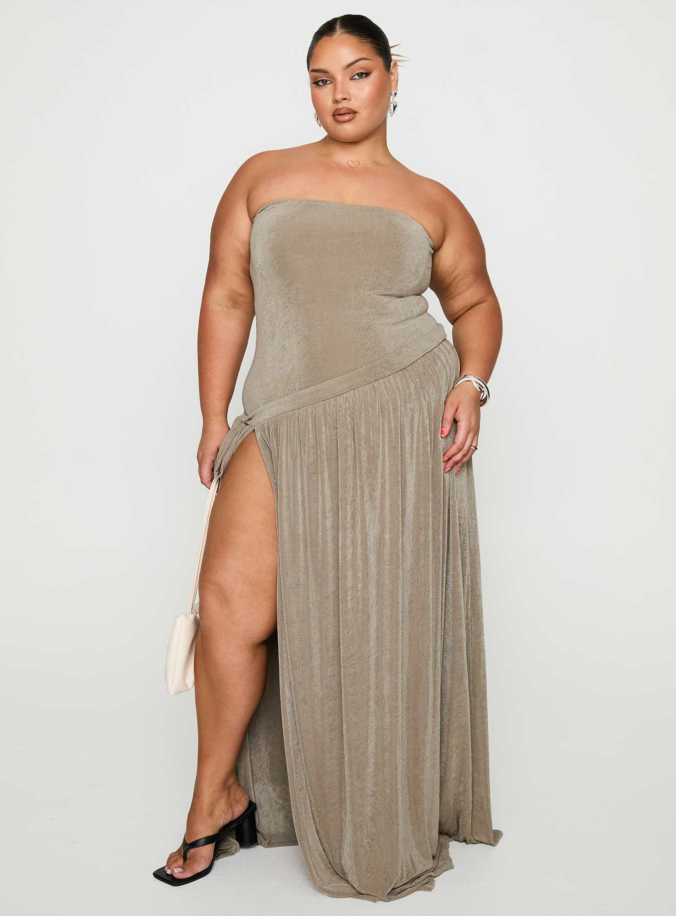 Inka Strapless Maxi Dress Taupe Curve