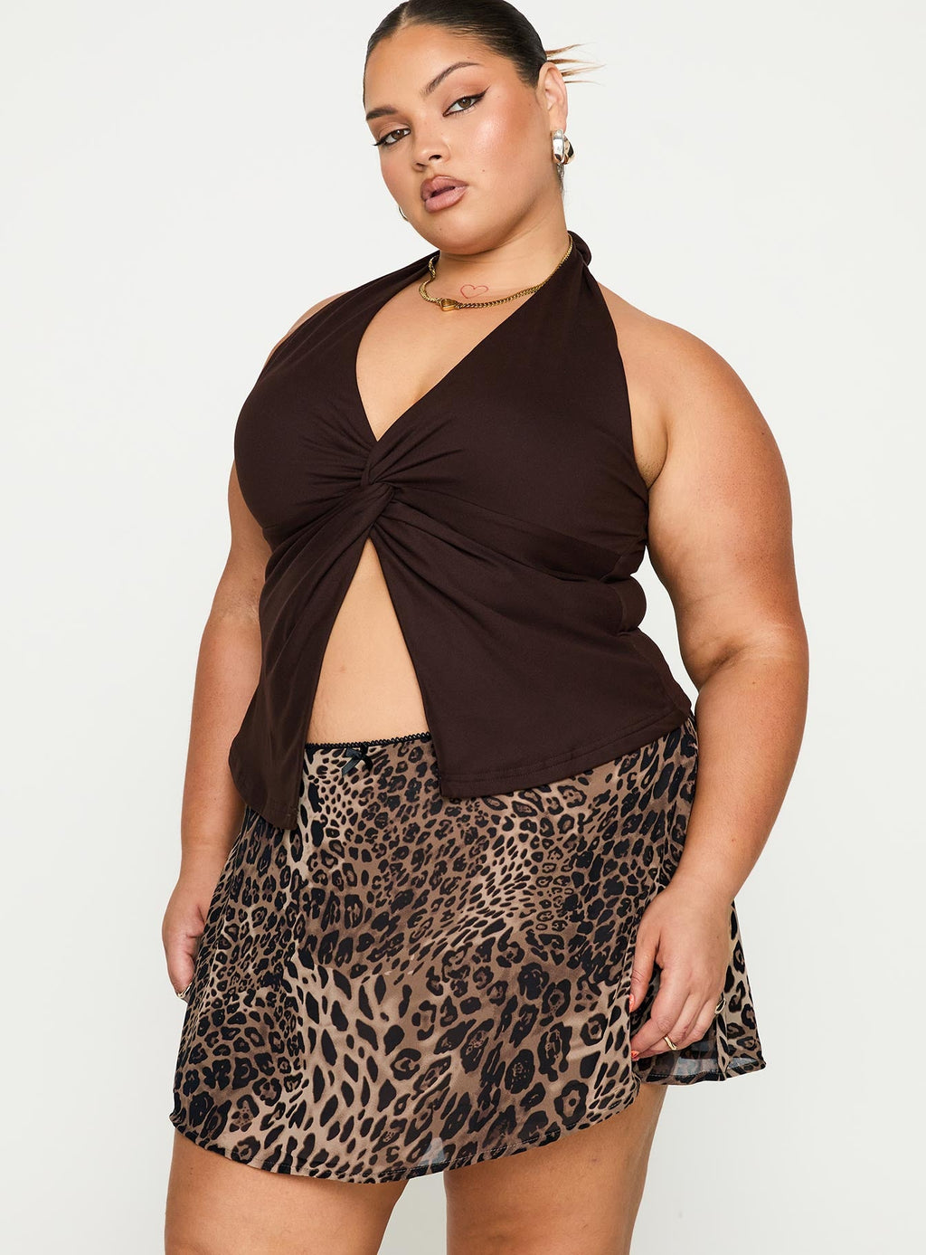 Tejano Mini Skirt Leopard Curve