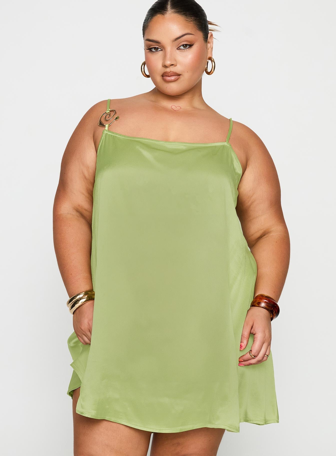 Apple Cider Mini Dress Green Curve