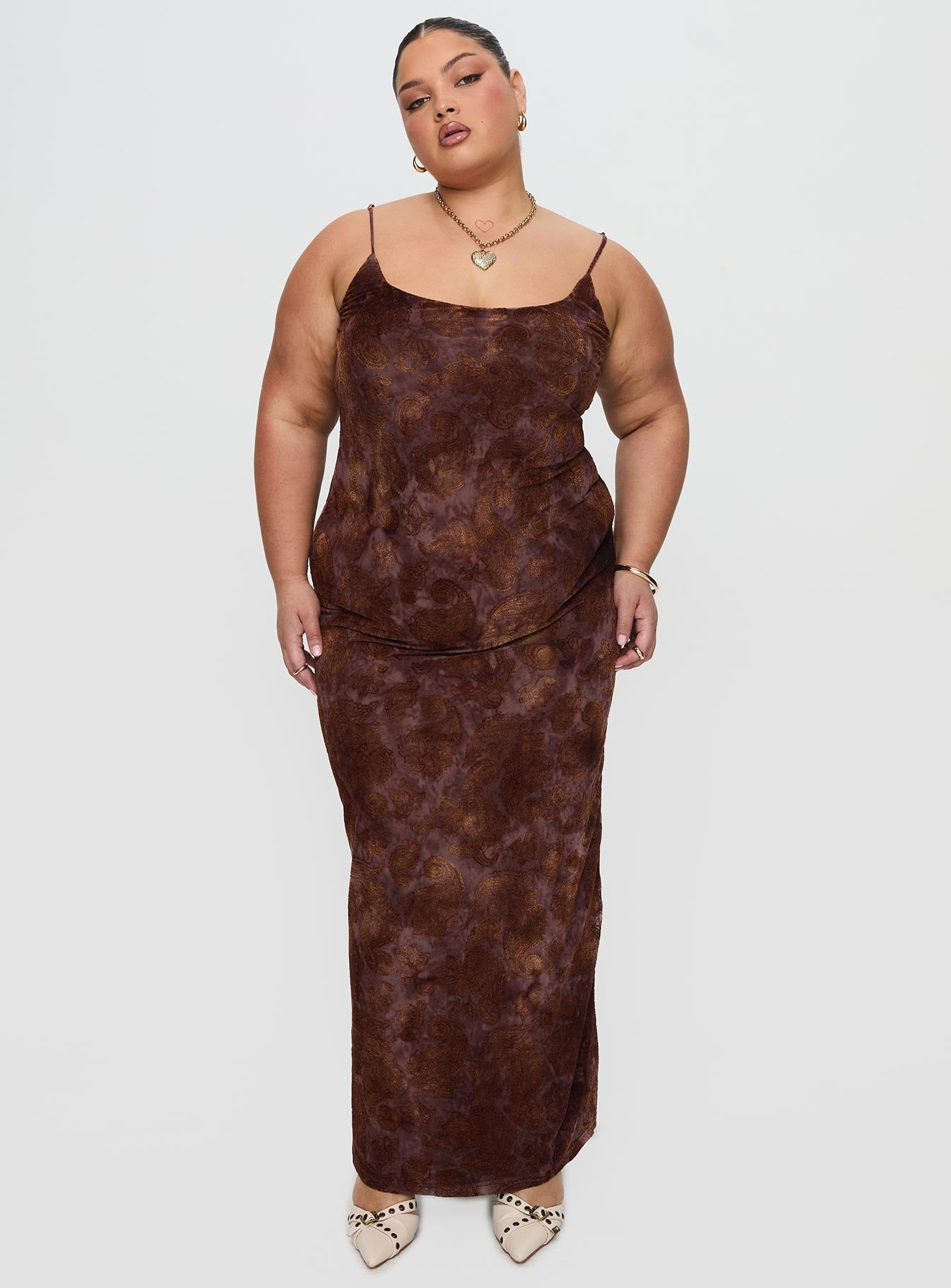 Knox Maxi Dress Chocolate Paisley Curve