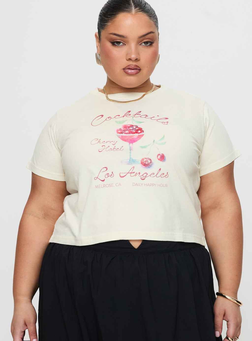 Cherry Cocktails Tee Cream Curve