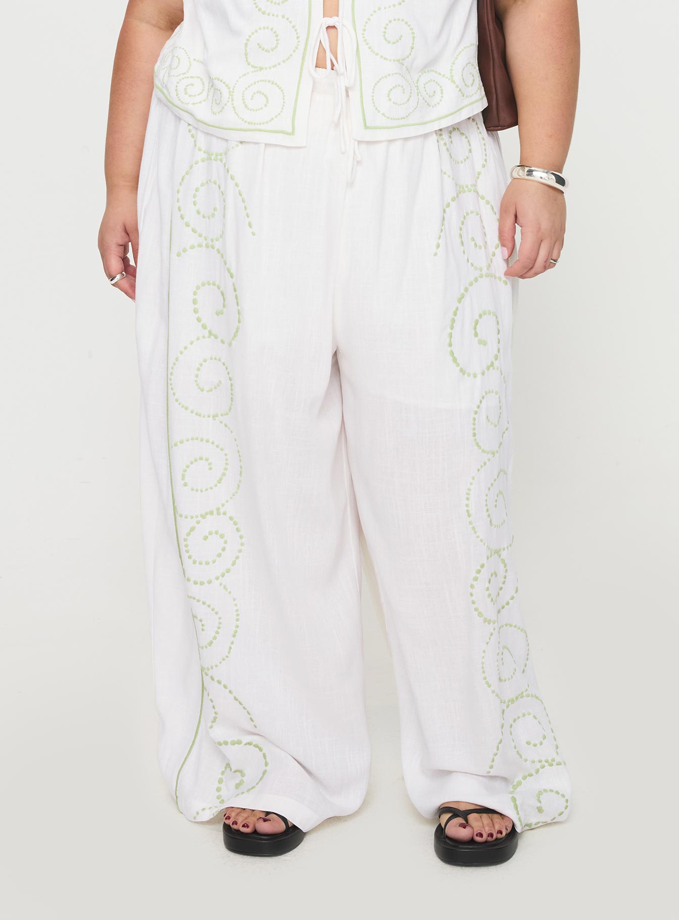 Kindred Pants White / Green Curve