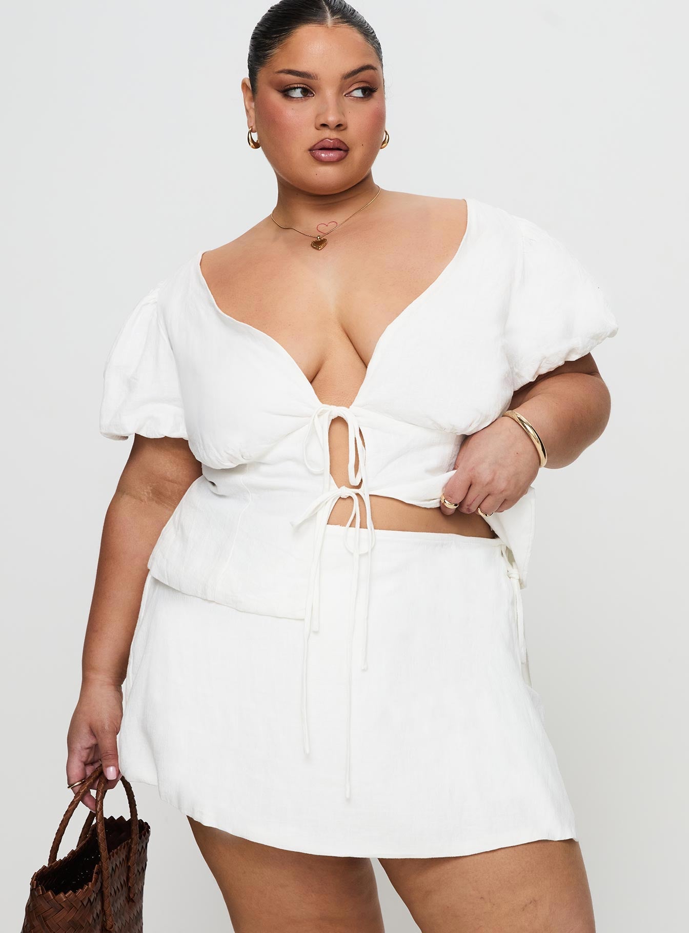 Gulliver Tie Side Mini Skort White Curve