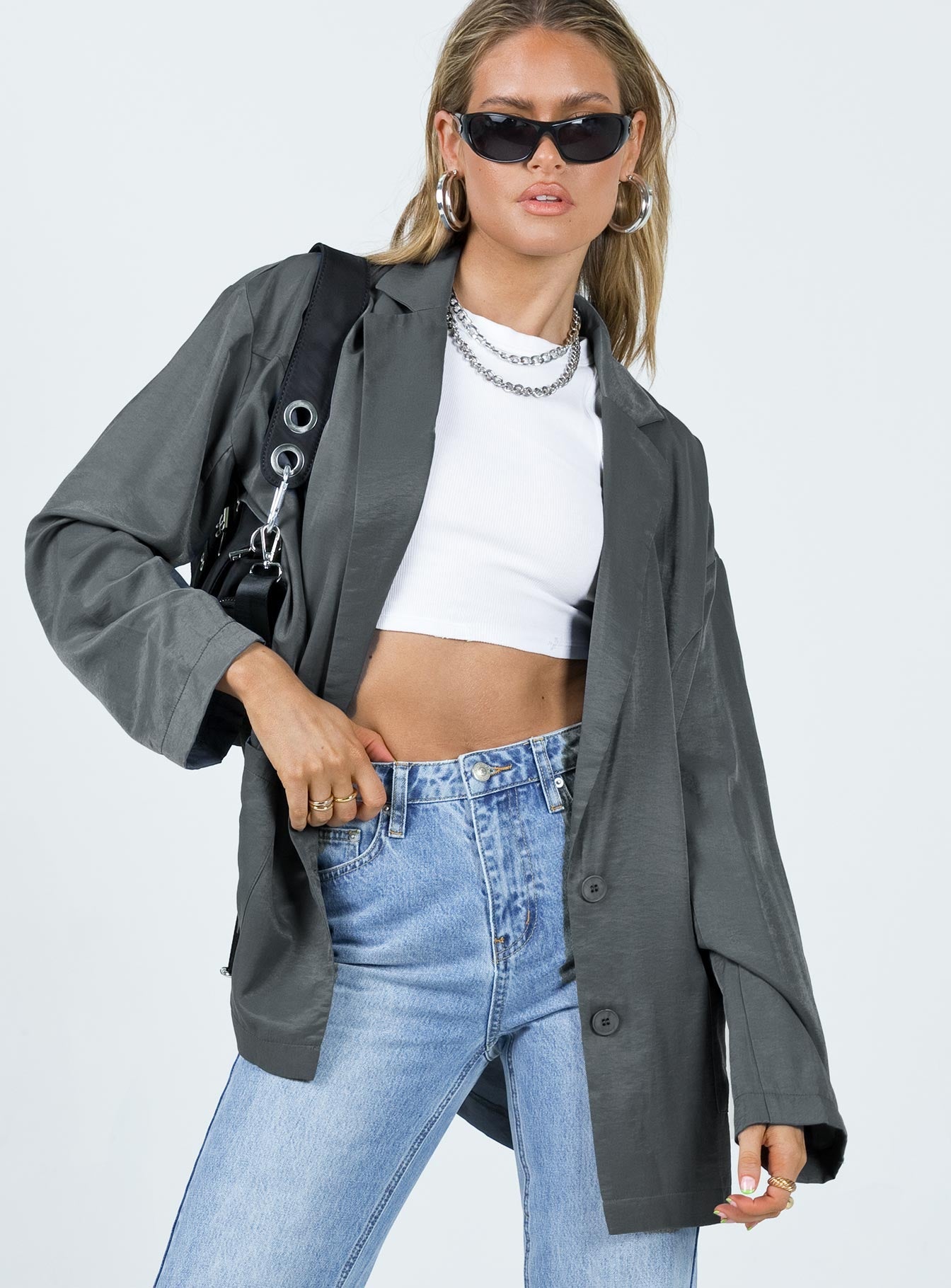 Amber Oversized Blazer Grey