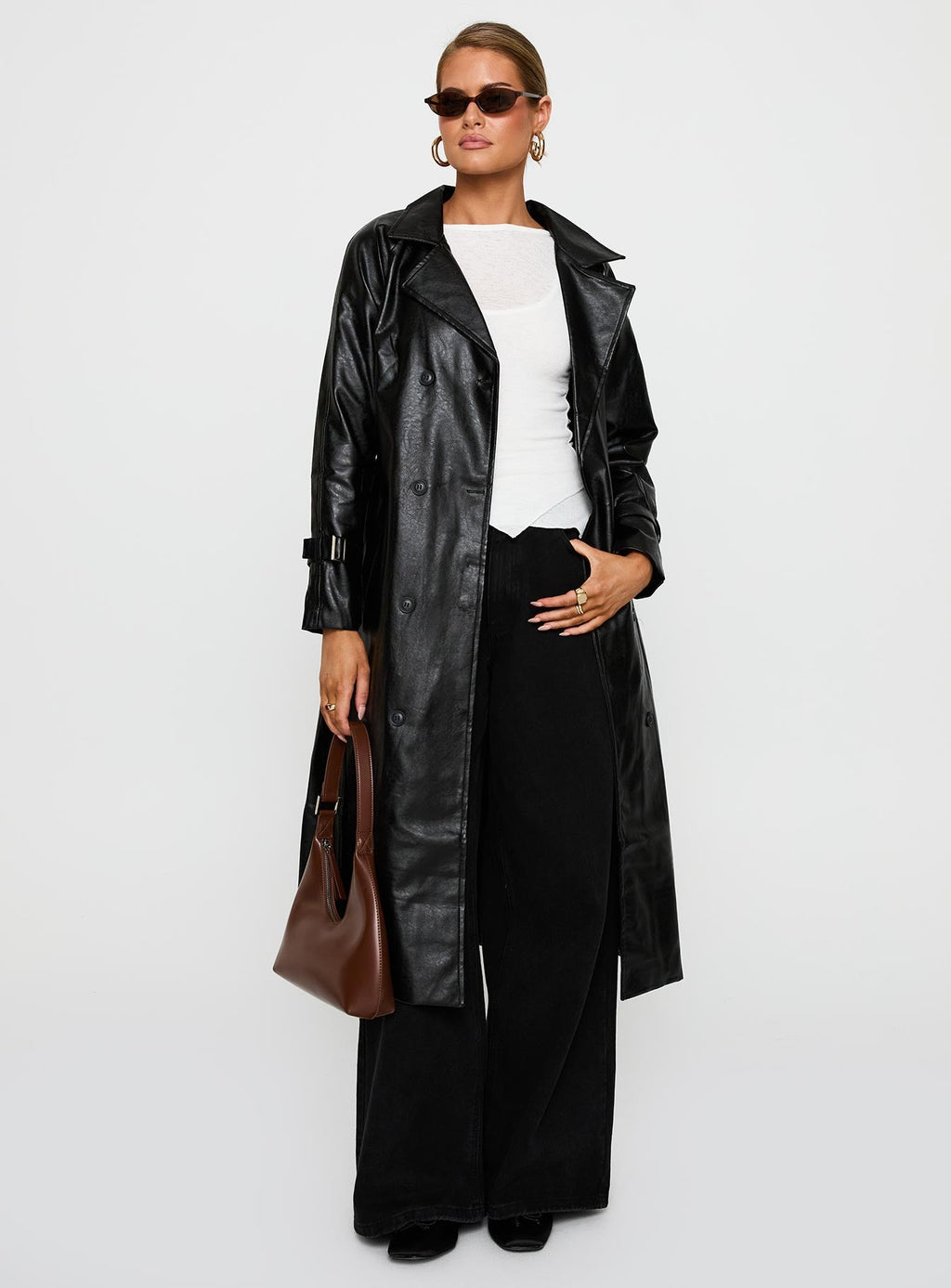 Montanna Faux Leather Coat Black