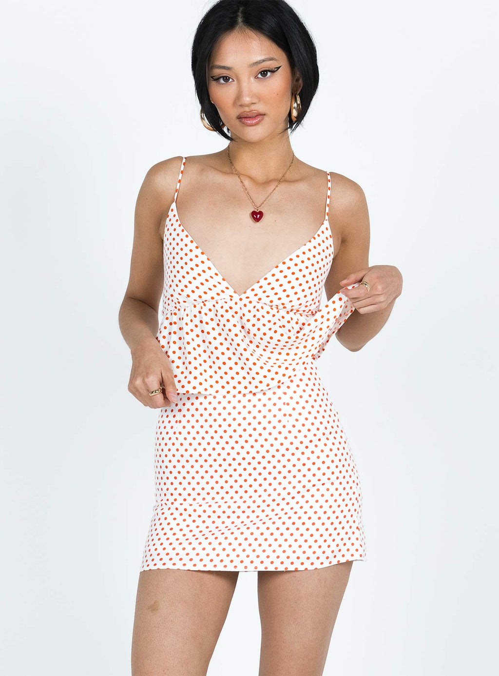 Selby Mini Skirt White / Red Polka Dot