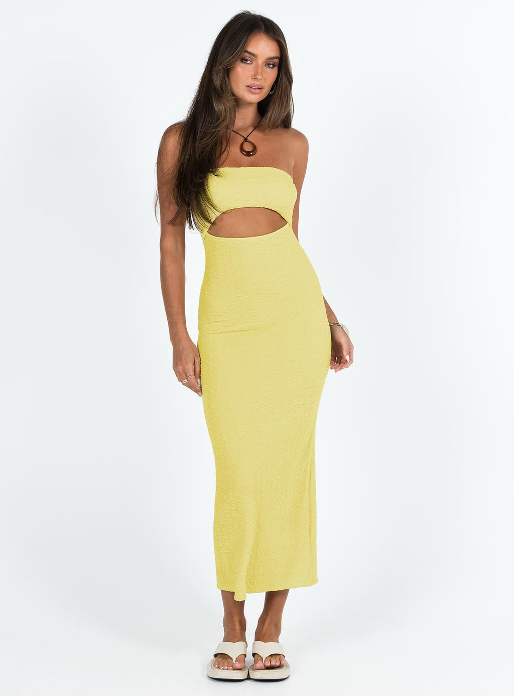 Talena Strapless Midi Dress Yellow