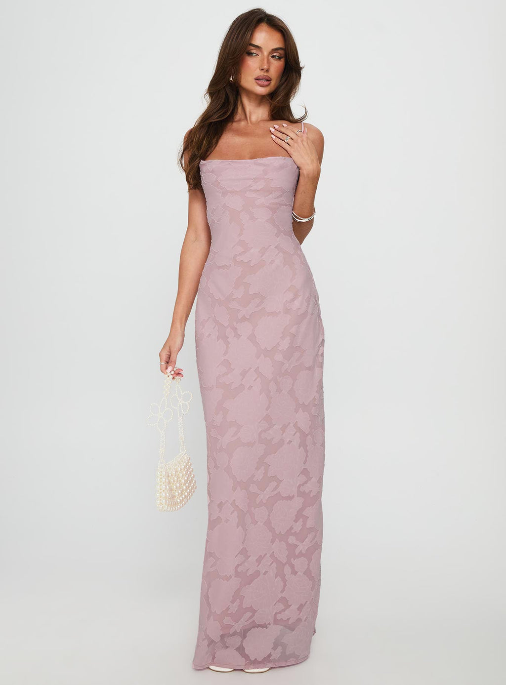 Celena Maxi Dress Light Pink Burnout
