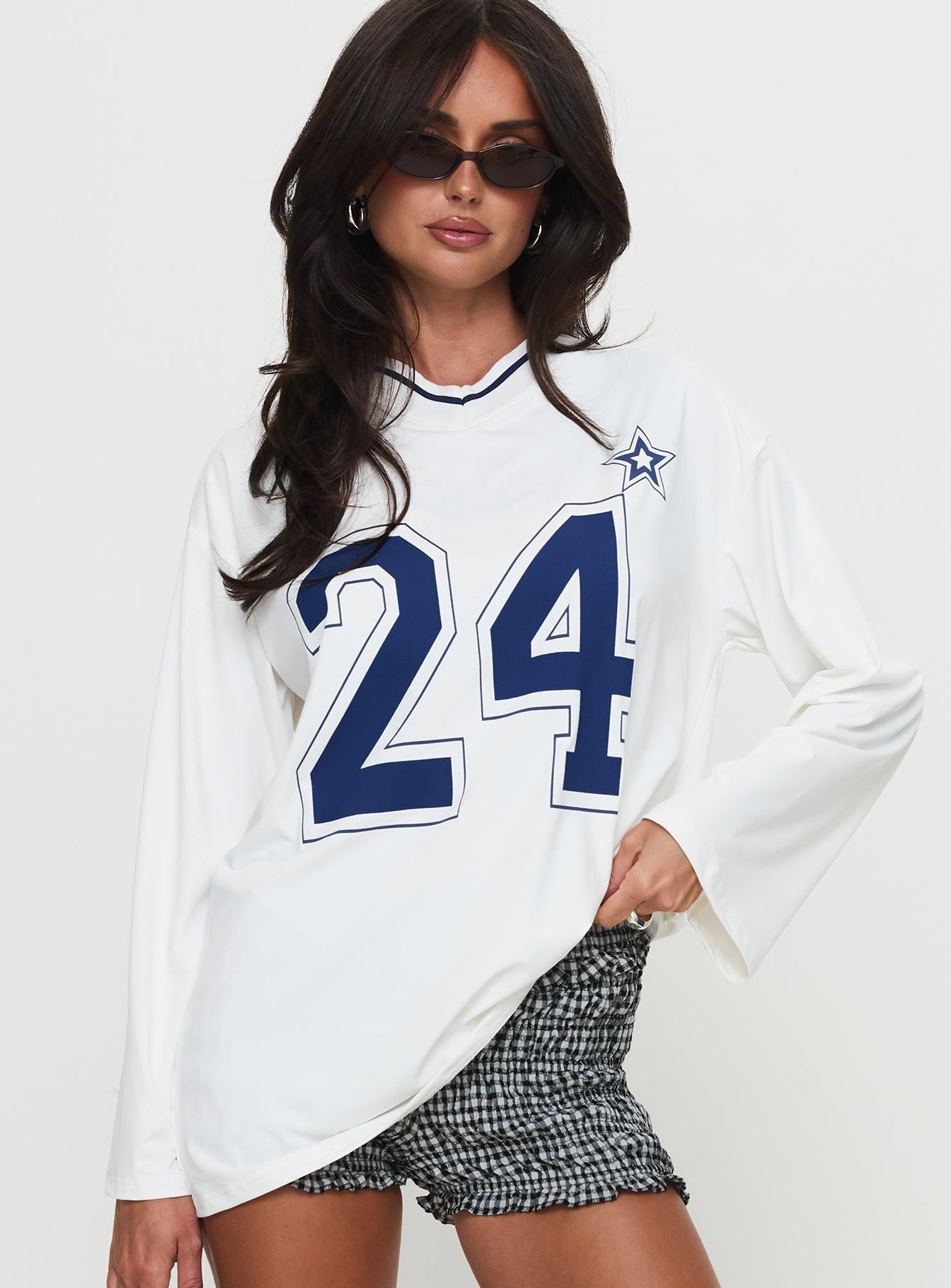 Star Player Long Sleeve Top White