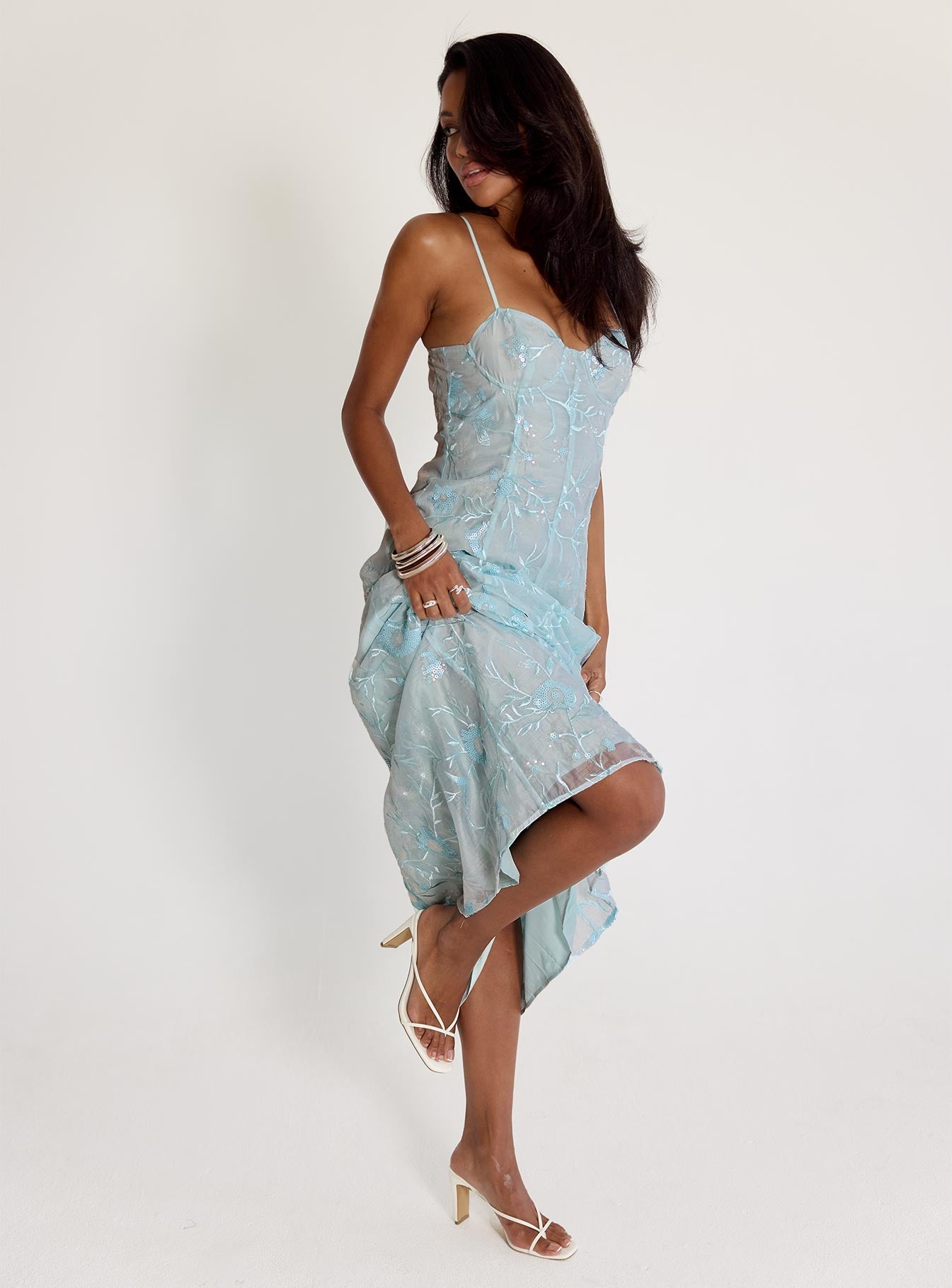 Believe In Love Embroidered Maxi Dress Blue