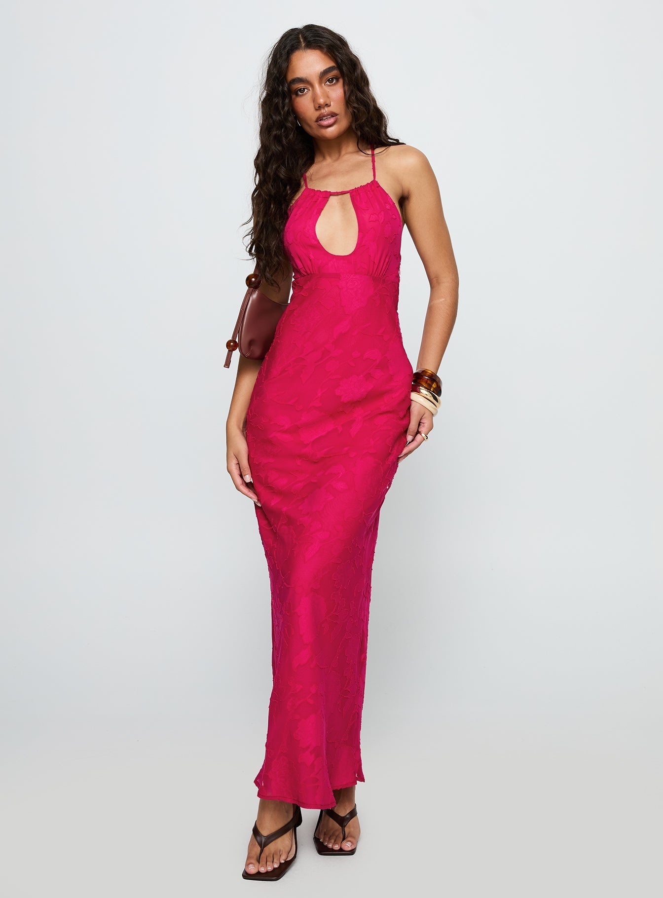 Magnetic Halter Maxi Dress Hot Pink
