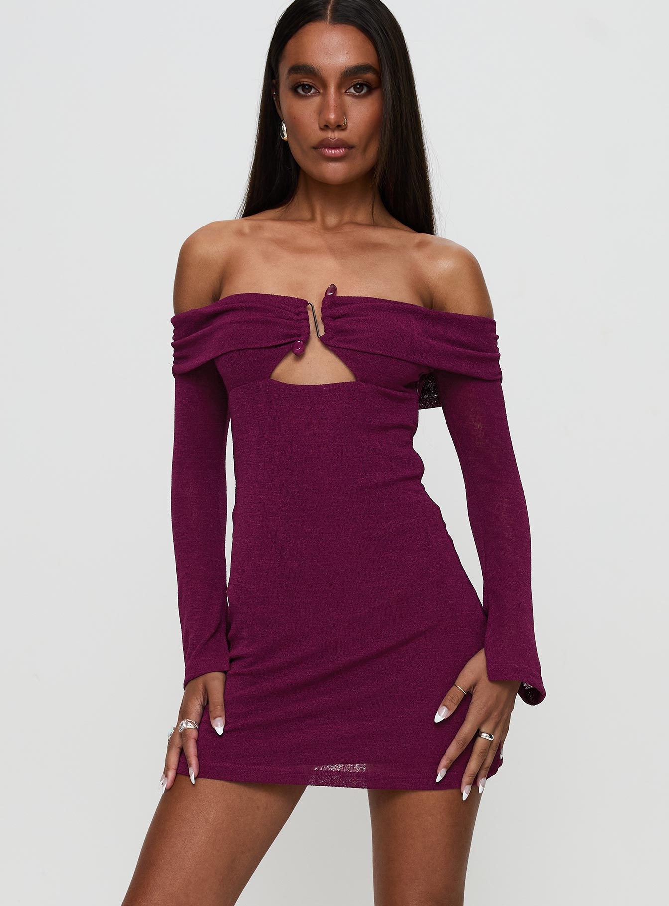 Firenza Long Sleeve Mini Dress Purple