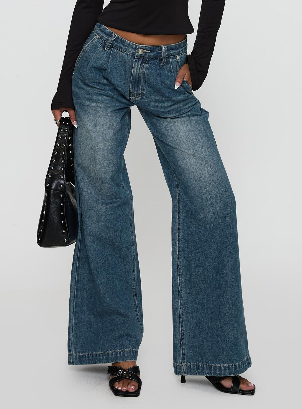 Laguardia Mid Rise Wide Leg Jeans Dark Blue Wash