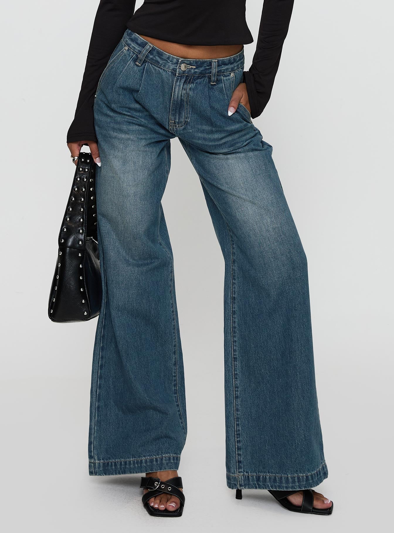 Laguardia Mid Rise Wide Leg Jeans Dark Blue Wash