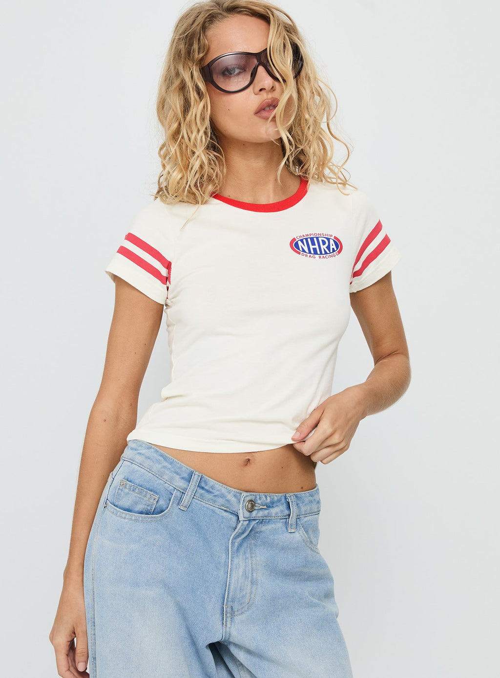 Nhra Championship Ringer Graphic Top White