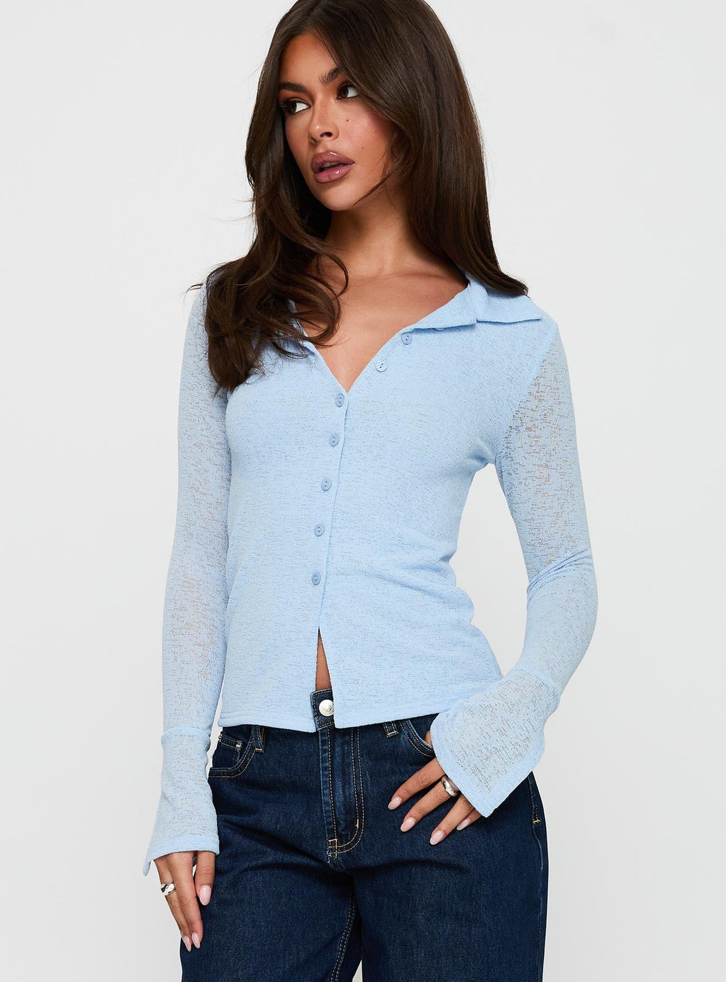 Finnean Long Sleeve Top Pale Blue