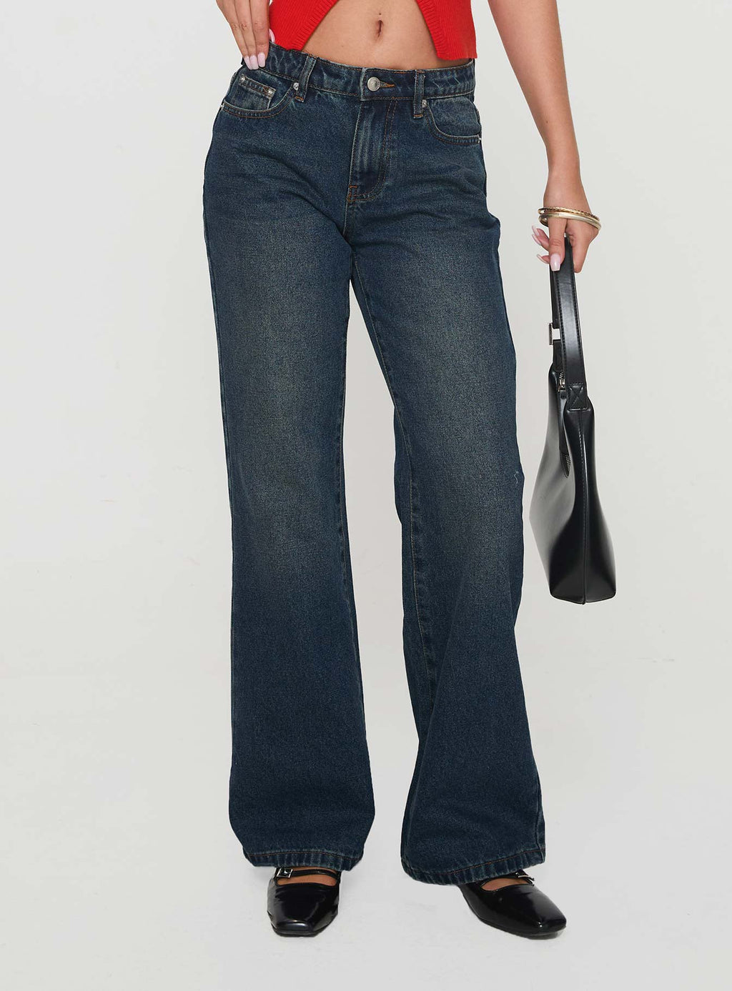 Cybele Mid Rise Straight Leg Jeans Dark Denim